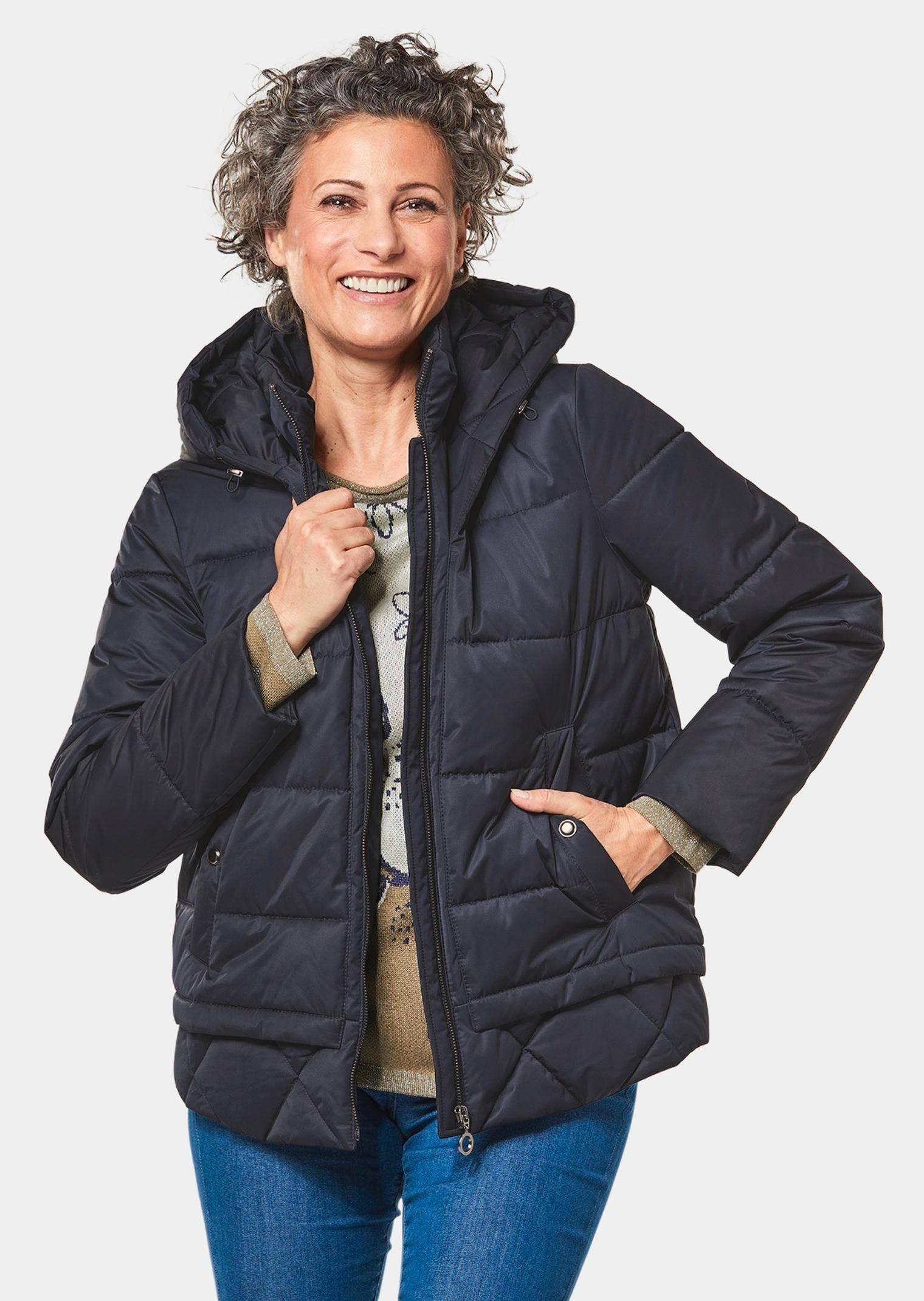 GOLDNER Allwetterjacke Steppjacke mit Kapuze marine