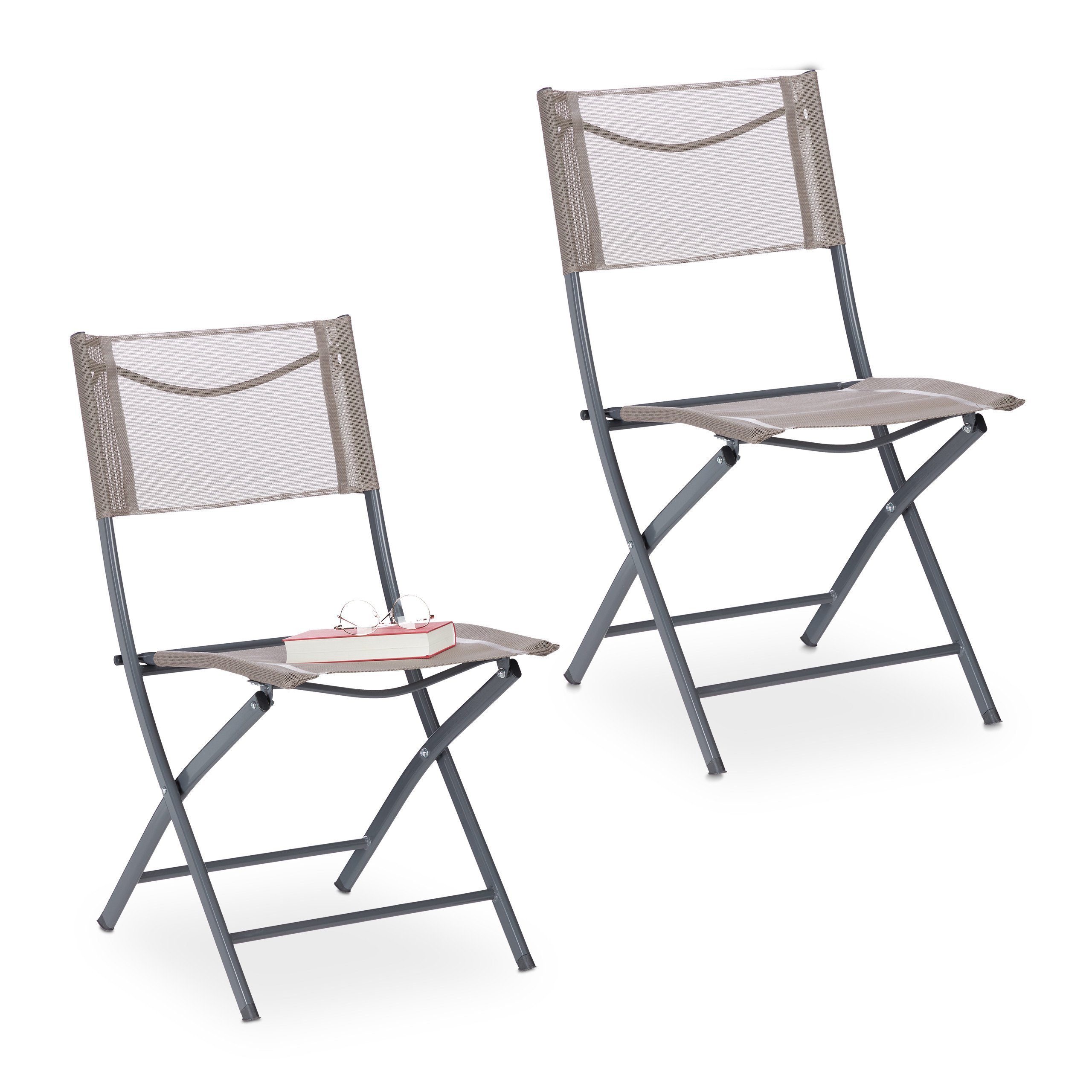 relaxdays Klappstuhl Gartenstuhl klappbar 2er Set (2 St)
