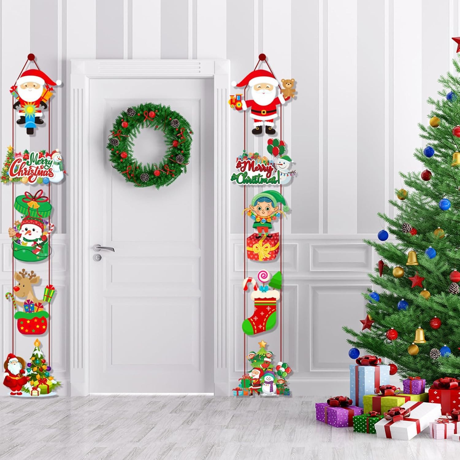 Coonoor Hängedekoration Weihnachten Tür Abdeckung Dekoration Weihnachtsmann Banner, für Drinnen Draußen Zuhause Veranda Wand Hof Dekorationen