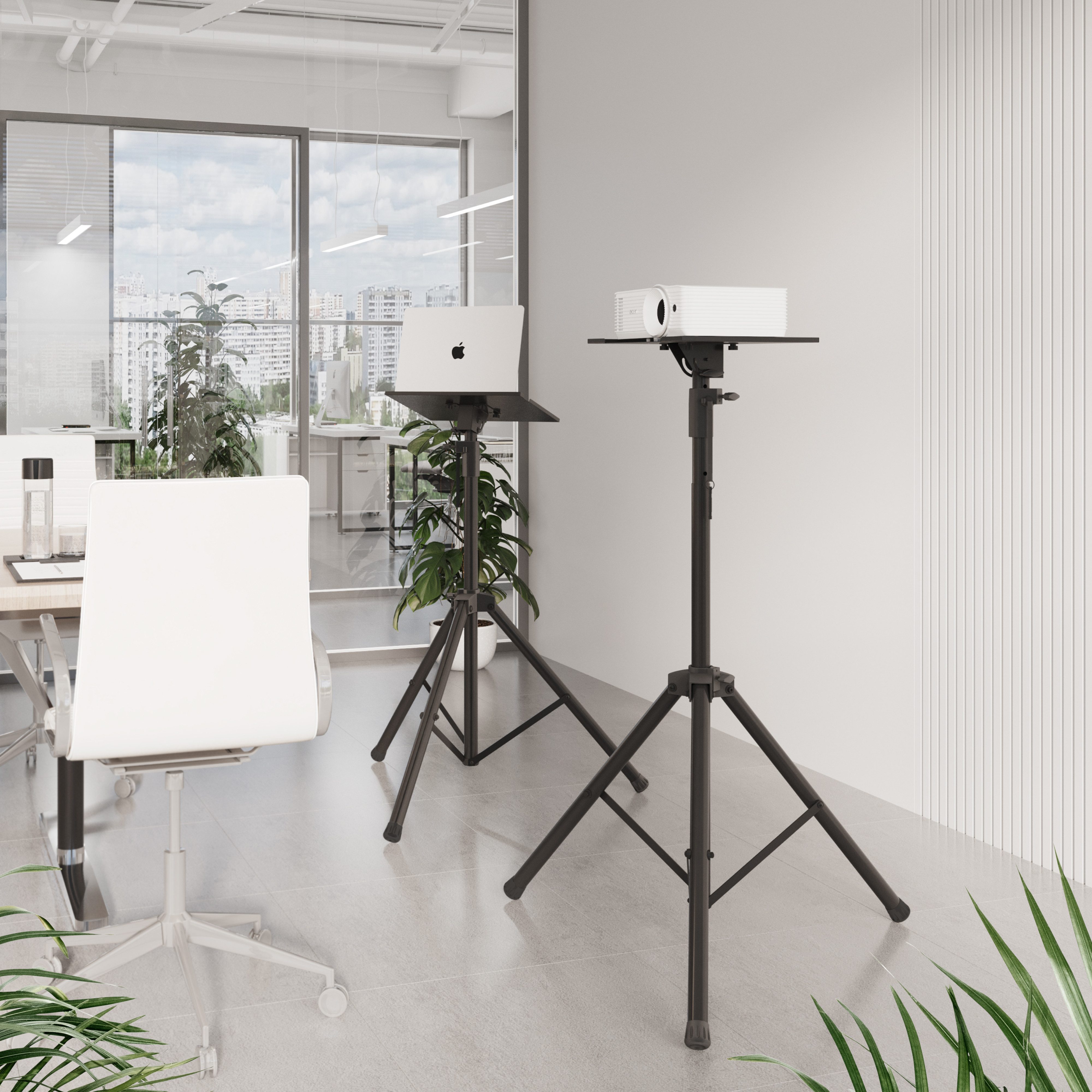RICOO Halterung Beamerständer Monitor-Halterung Laptopständer Tripod CZ0900, (bis 32 Zoll, VESA 75x75 bis 100x100, 1-tlg., 13-32 Zoll (33-81cm) Bildschirm-Diagonale, 15 kg Belastbarkeit, Ablagefläche 40 x 30cm, Neigbar +90/-0°, Höhenverstellbar 1080-1780 mm)