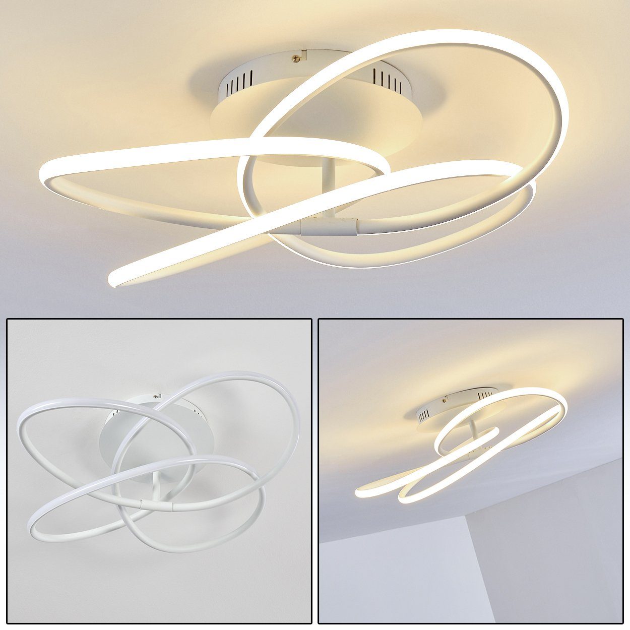 hofstein Deckenleuchte »Bratto« runde Deckenlampe aus Metall/Kunststoff in Weiß, 3000 Kelvin, 30 Watt, 1370 Lumen