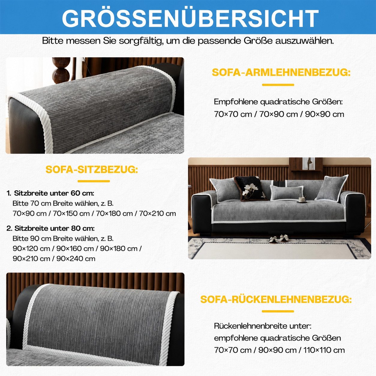 Diwzbyn Sofaschoner Hund Katze Hussen Rutschfeste Überwurf Sofahussen Couch Bezug, Sofaschutzdecke: 1-4-Sitzer Ecksofa, Sofa Überwurf – Bild 4 von 5