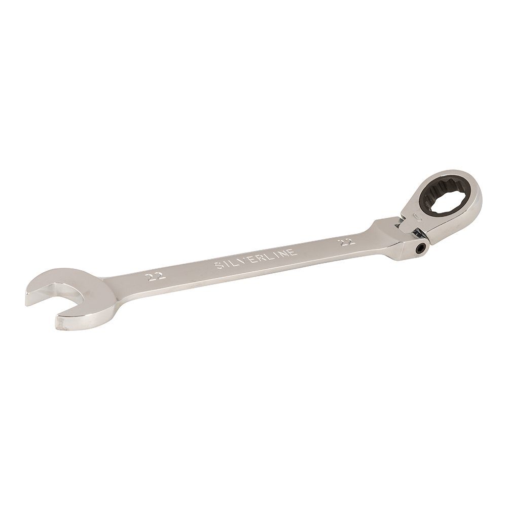 Silverline Gabel- und Ringschlüssel Ring-Maul-Ratschenschlüssel mit Gelenk 22 mm