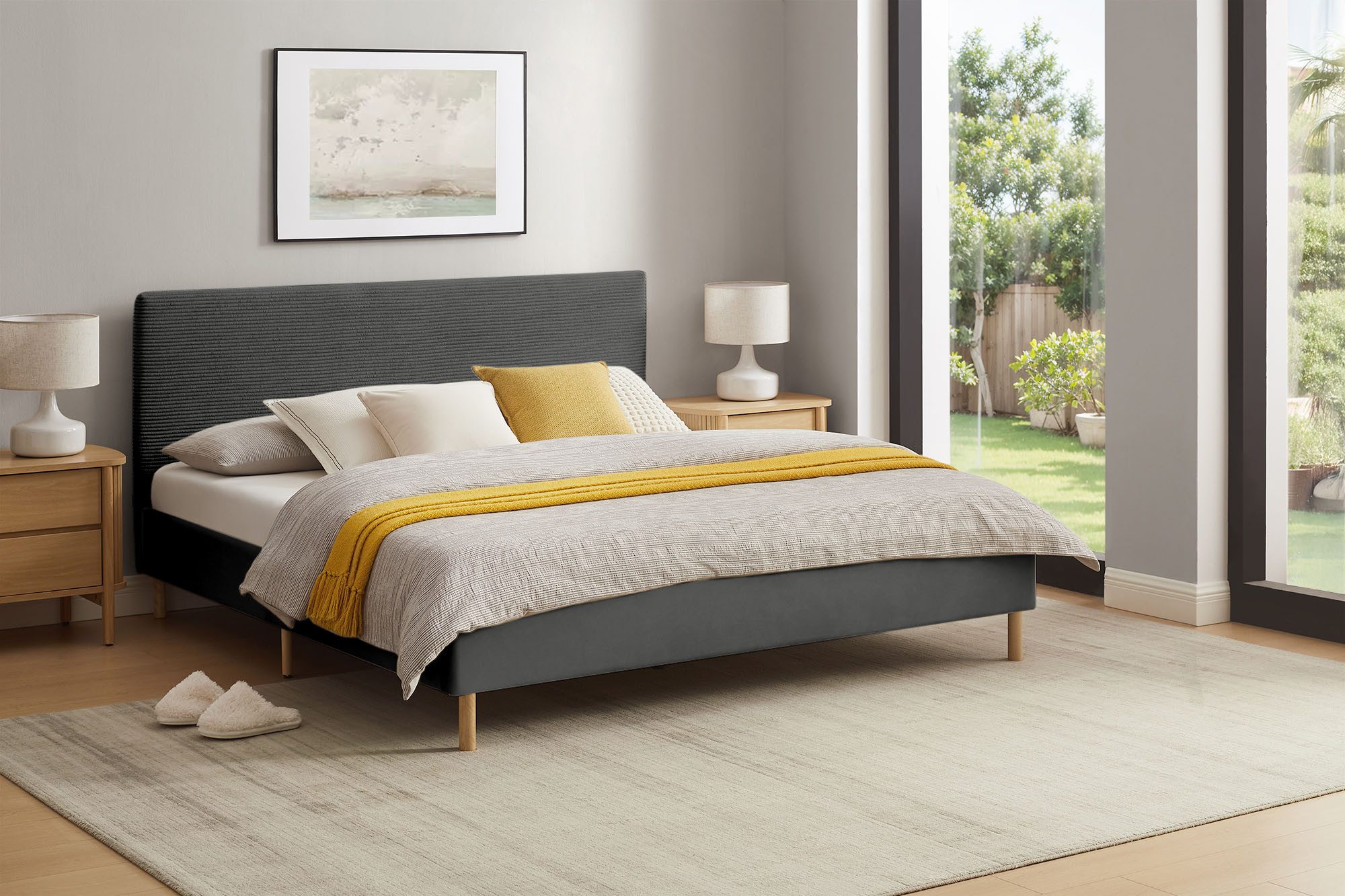 Home affaire Polsterbett Armandine inkl. Lattenrost, Kopfteil mit Cordbezug günstig online kaufen