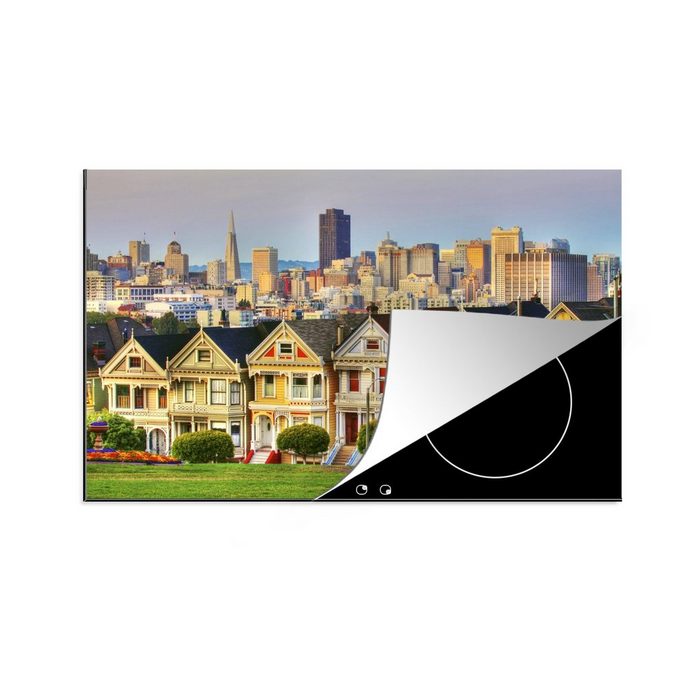 MuchoWow Herdblende-/Abdeckplatte San Francisco - Häuser - Garten Vinyl (1 tlg) induktionskochfeld Schutz für die küche Ceranfeldabdeckung