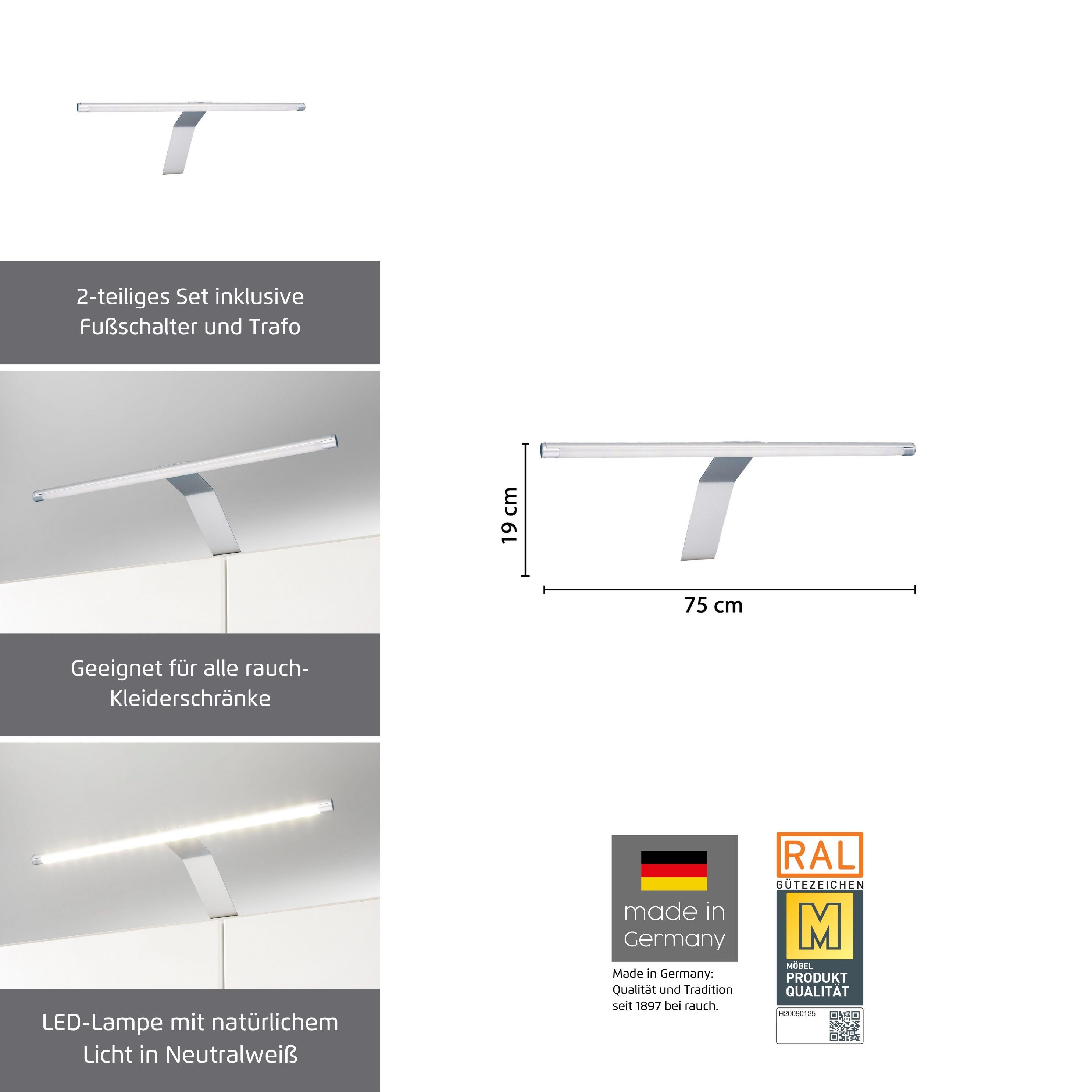rauch Schrankleuchte Zubehör, LED fest integriert, Neutralweiß, 2-tlg. Set