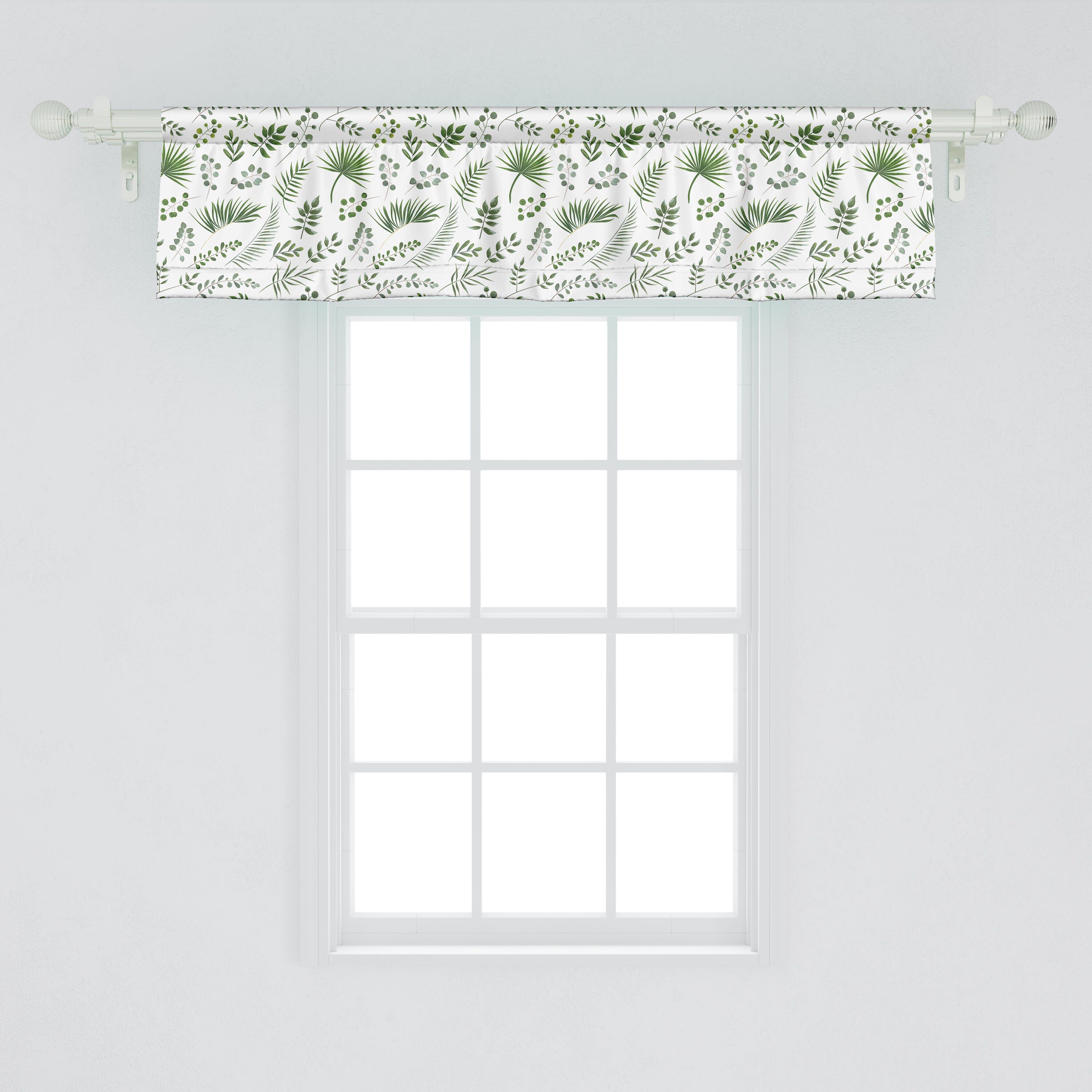 Scheibengardine Vorhang Volant Küche Stangentasche, Abakuhaus, Microfaser, verschiedene für Blätter Dekor Botanik Schlafzimmer mit