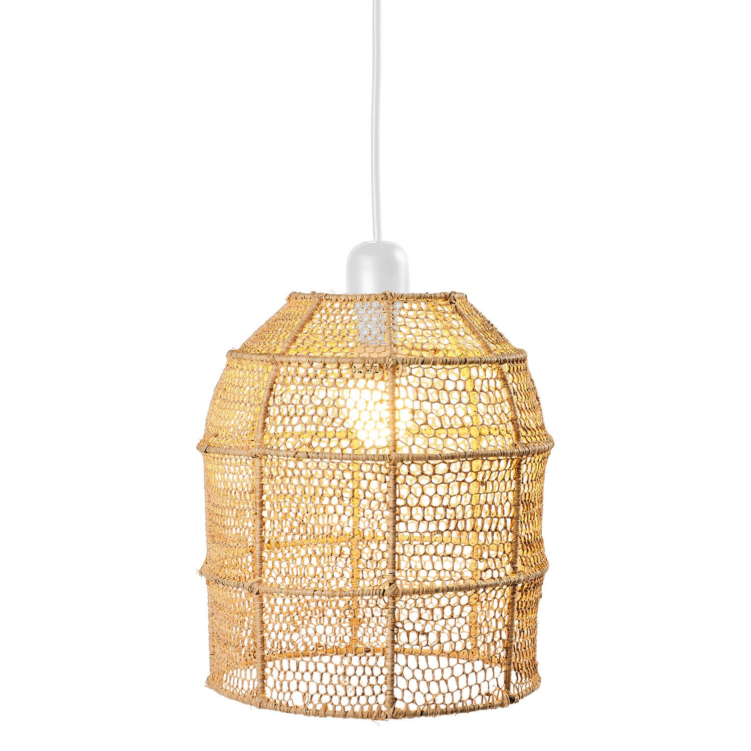 Marrakesch Orient & Mediterran Interior Pendelleuchte Pendelleuchte Ylvana im Boho-Stil, aus Eisen gefertigt, in Beige 27 cm, Handarbeit