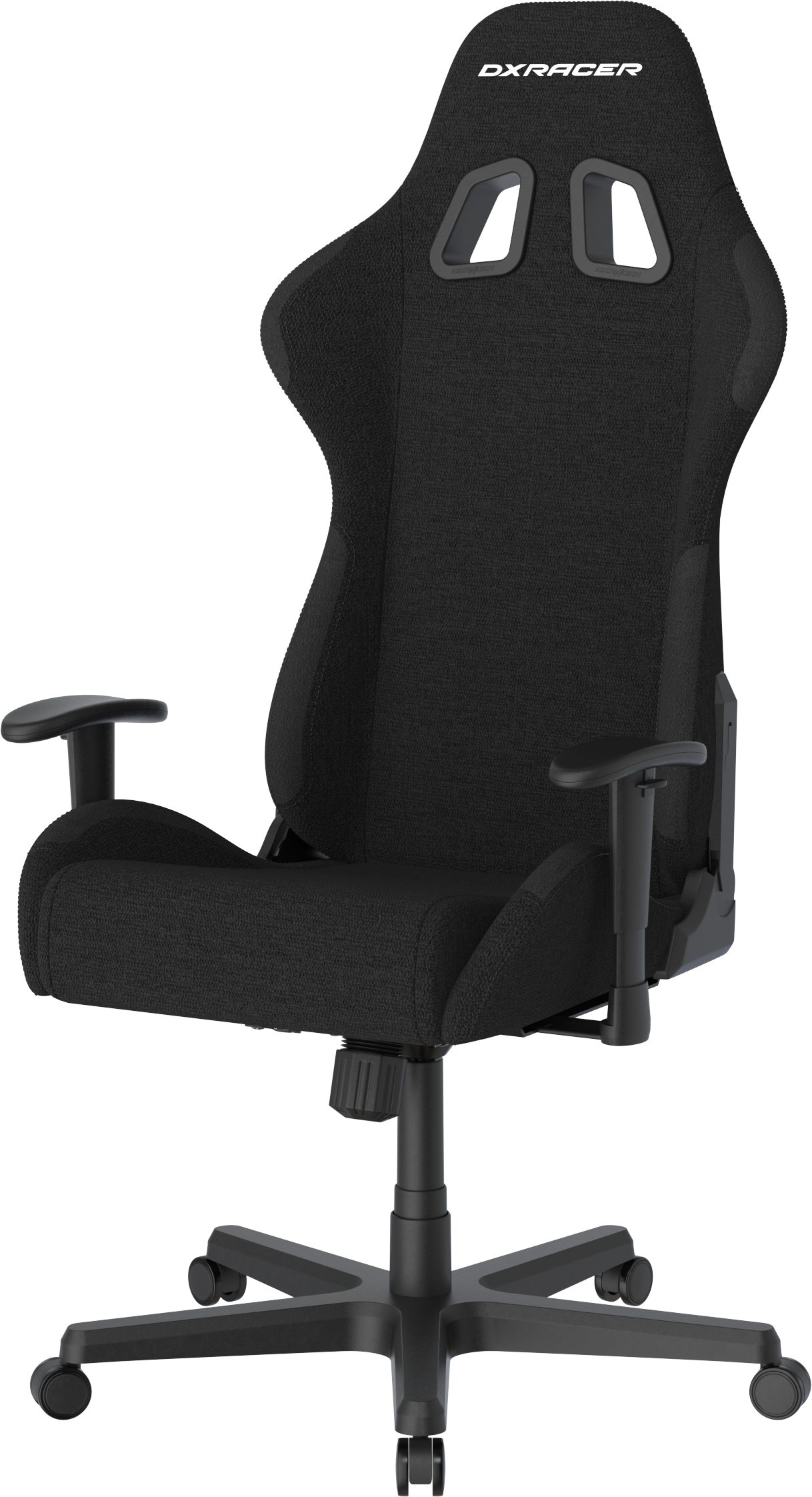 DXRacer Gaming Chair Formula Regular L, Wasserabweisender Stoff, schwarz, inklusive Kopf- und Lendenkissen