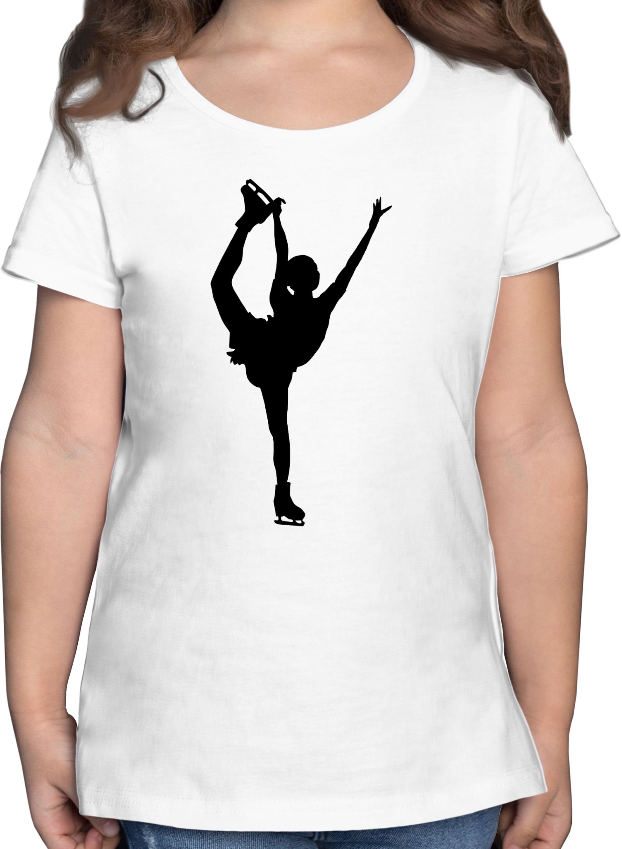 Shirtracer T-Shirt Eiskunstläuferin Einzellaufen Kinder Sport Kleidung 3 Weiß