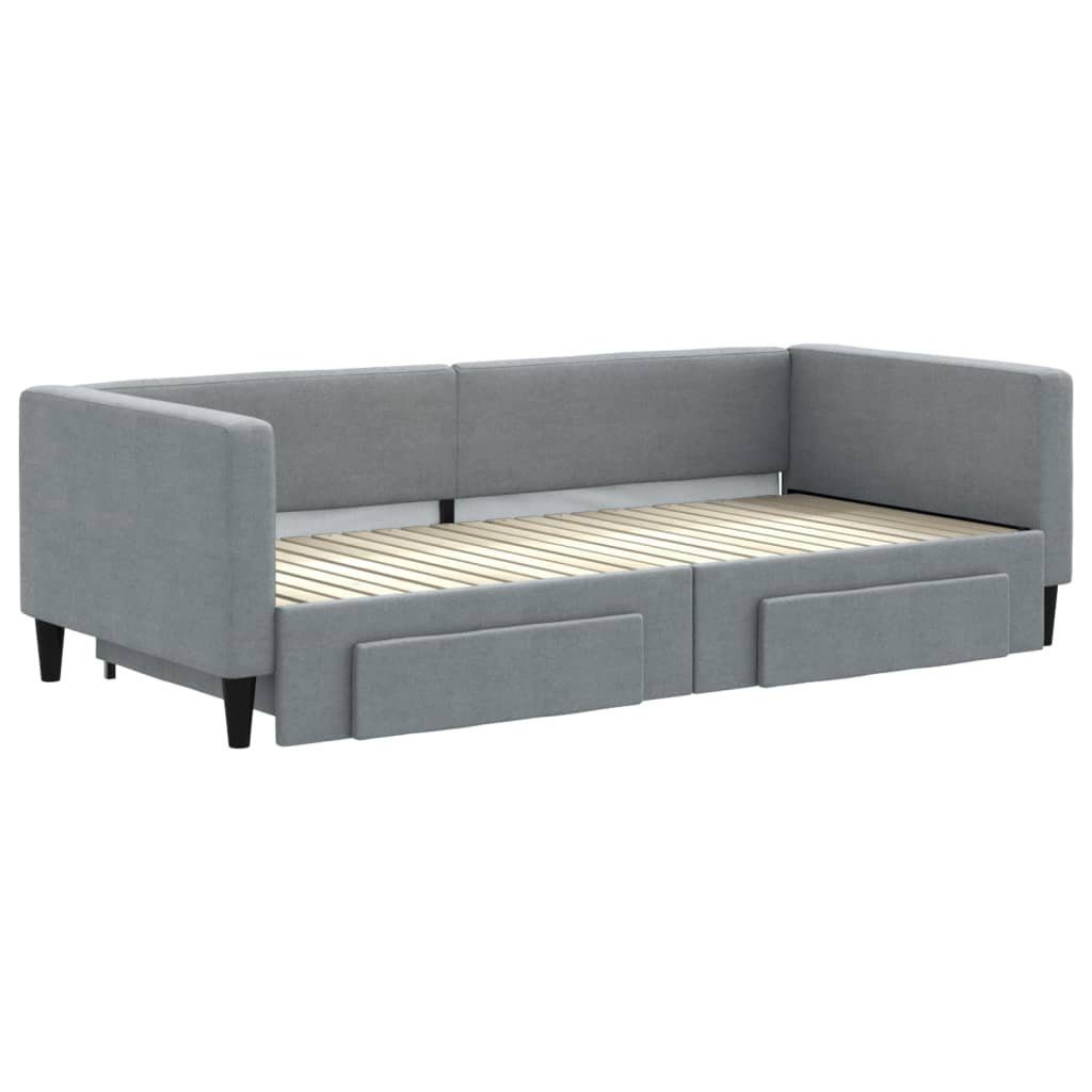 vidaXL Gästebett 90 x 200 cm Tagesbett Ausziehbar mit Schubladen Hellgrau 90x200 cm Sto