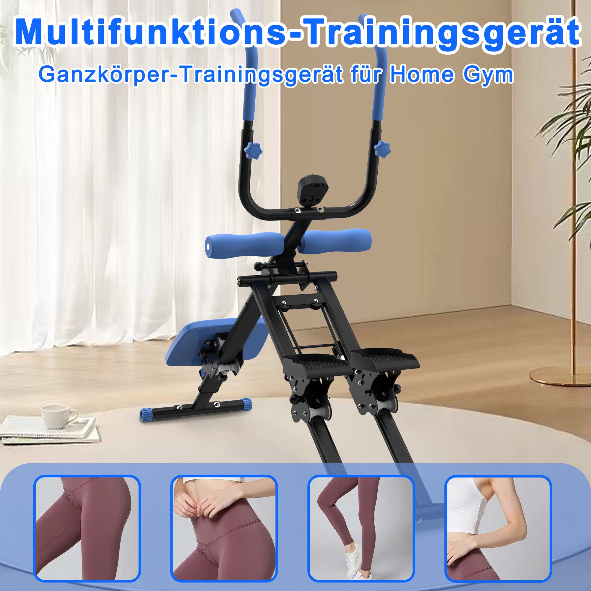BBG Bauchtrainer 2-in-1 Treppenstepper Bauchtrainer für Zuhause, faltbares Ganzkörper-Trainingsgerät aus Stahl Q235 für Home Gym