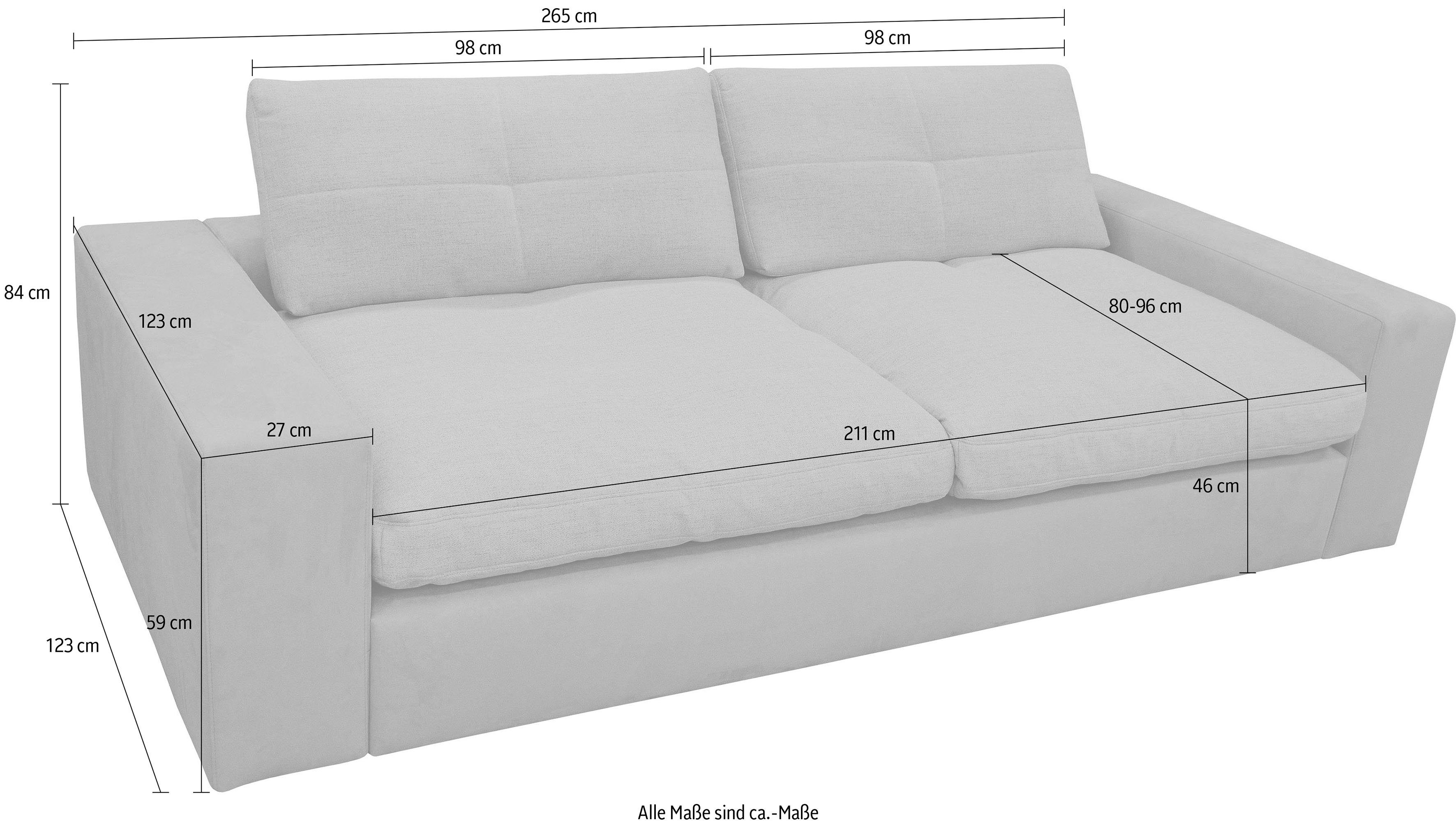 alina Big-Sofa Sandy, in Rückenkissen mit Cord, Sitz und losen