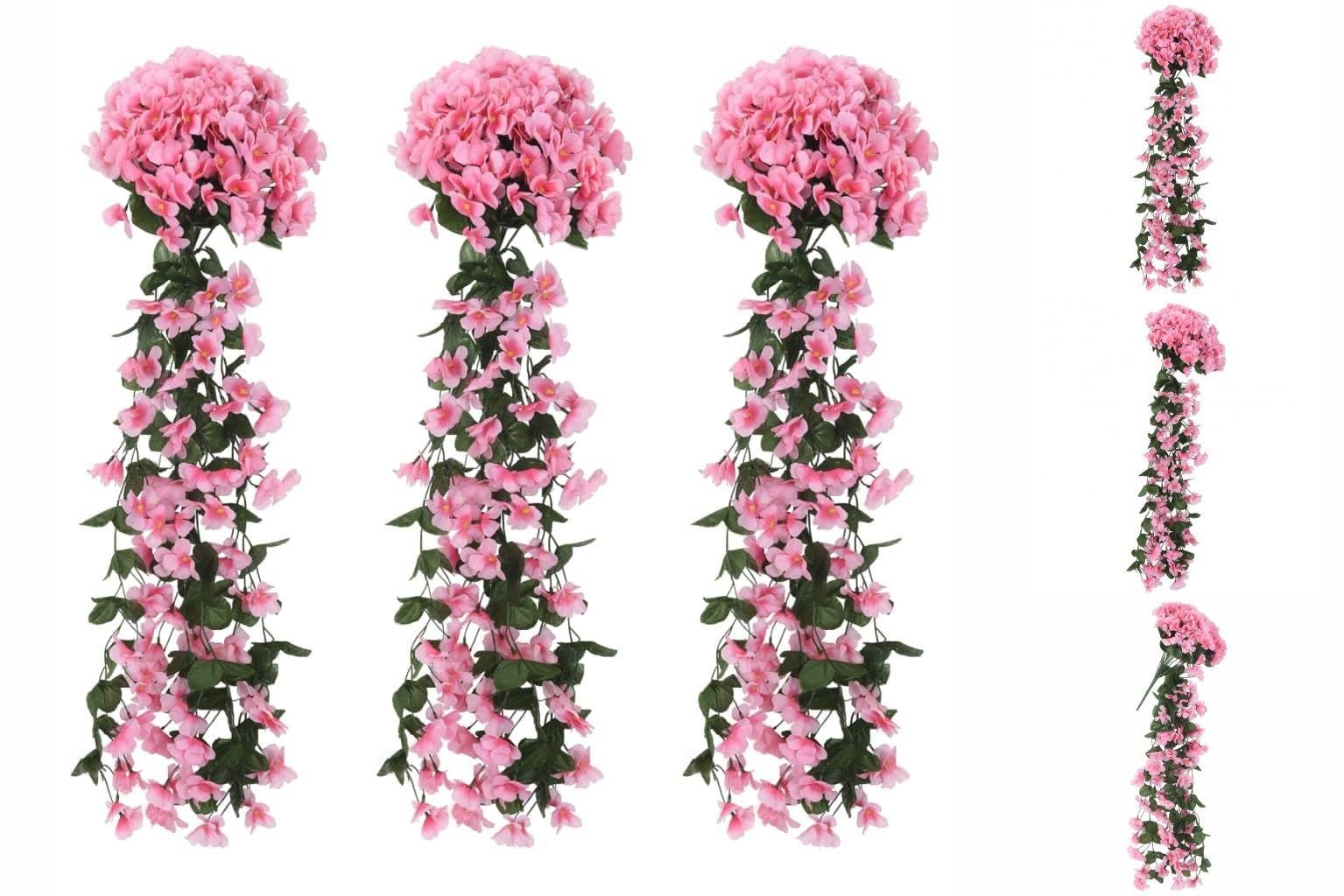 vidaXL Girlanden Künstliche Blumengirlanden 3 Stk Rosa 85 cm