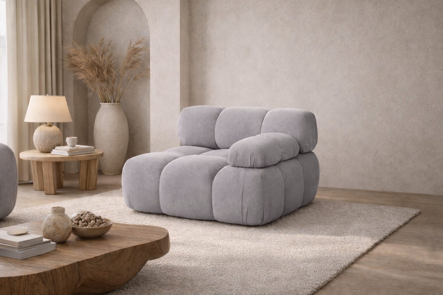 Kaiser Möbel Sofaelement seitlich links / rechts, modulares System, Veloursstoff Salvador,SELIA (Einzelelement), HR-Schaum Wellenfederung