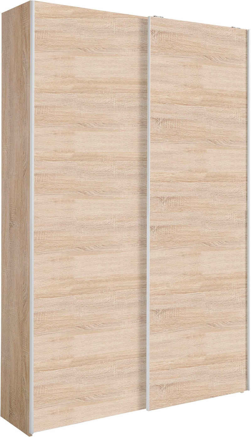 Schlafkontor Schwebetürenschrank Heimo / Fast Schrank Kleiderschrank Garderobe geringe Tiefe, ausziehbarer Kleiderstange, Garderobenschrank, 6 Böden