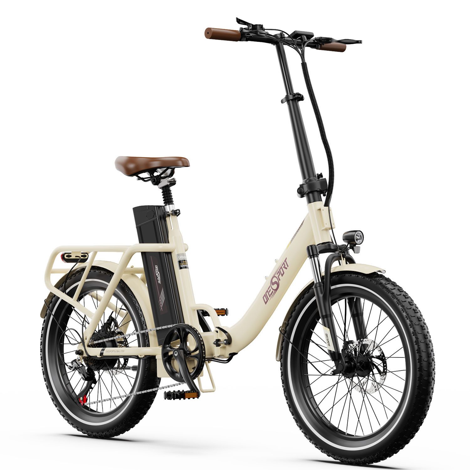 Onesport E-Bike Faltrad OT16-2 klappbares Citybike mit dicken 20 Zoll-Reifen, Retro Pedelec, Shimano, Kettenschaltung, Heckmotor, 816 Wh, (mit Schutzbleche), Elektrofahrrad mit Scheibenbremse und Gepäckträger