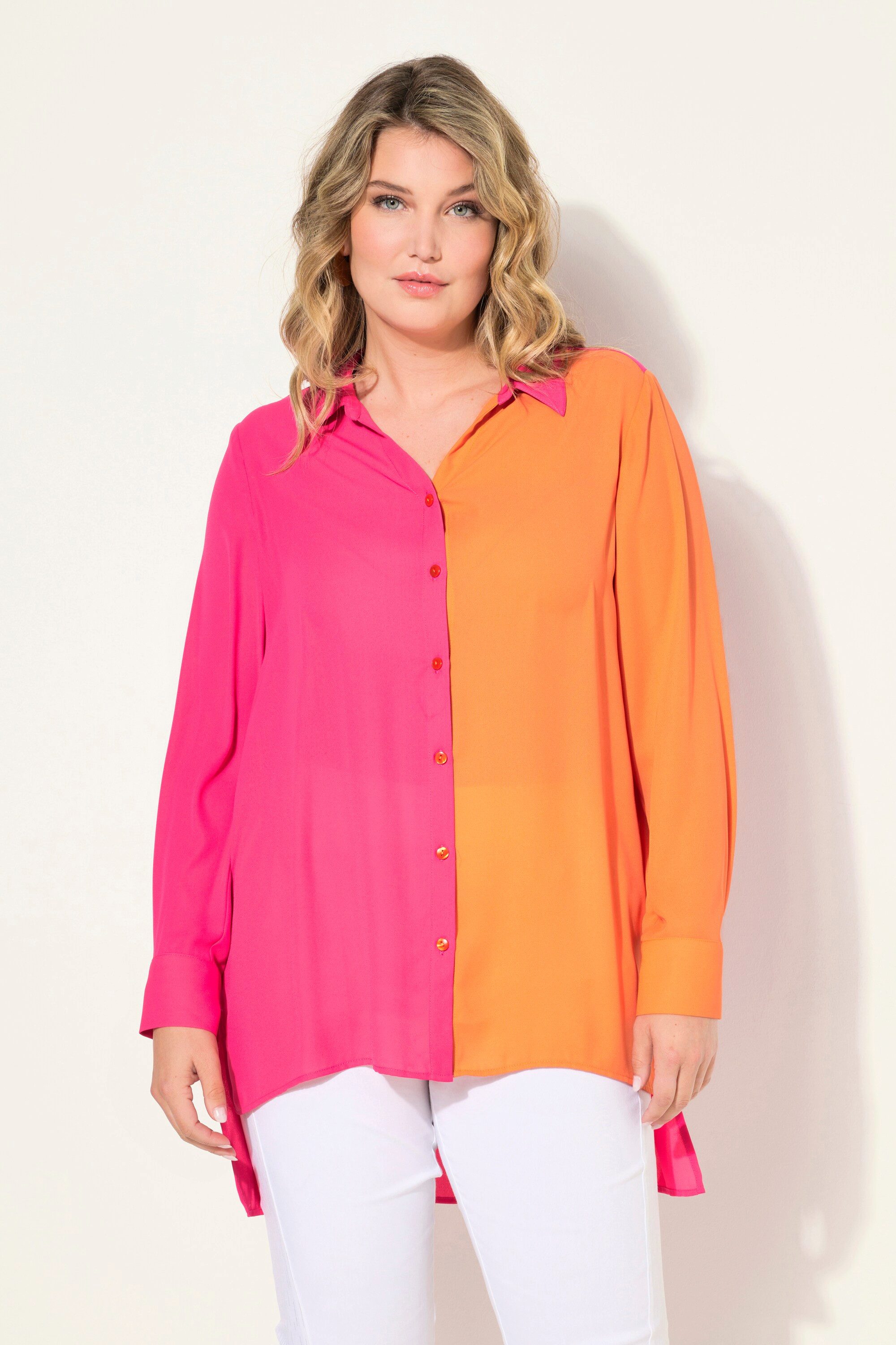 MIAMODA Hemdbluse Bluse A-Linie Satin Colorblocking günstig online kaufen