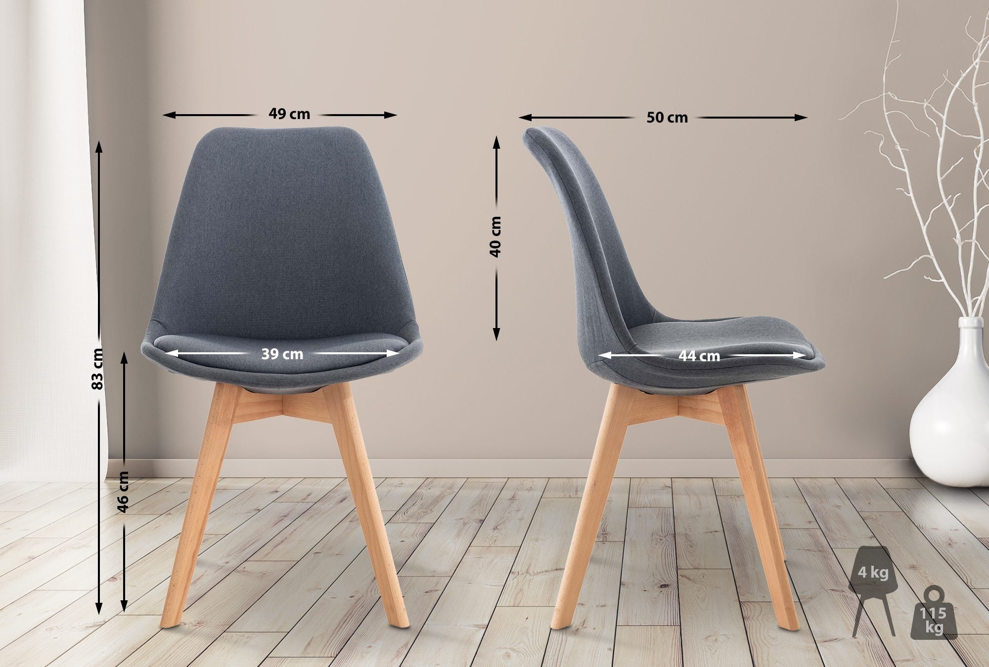 CLP Küchenstuhl Linares (4er Set, 4 St), Buchenholz-Gestell, modern günstig online kaufen