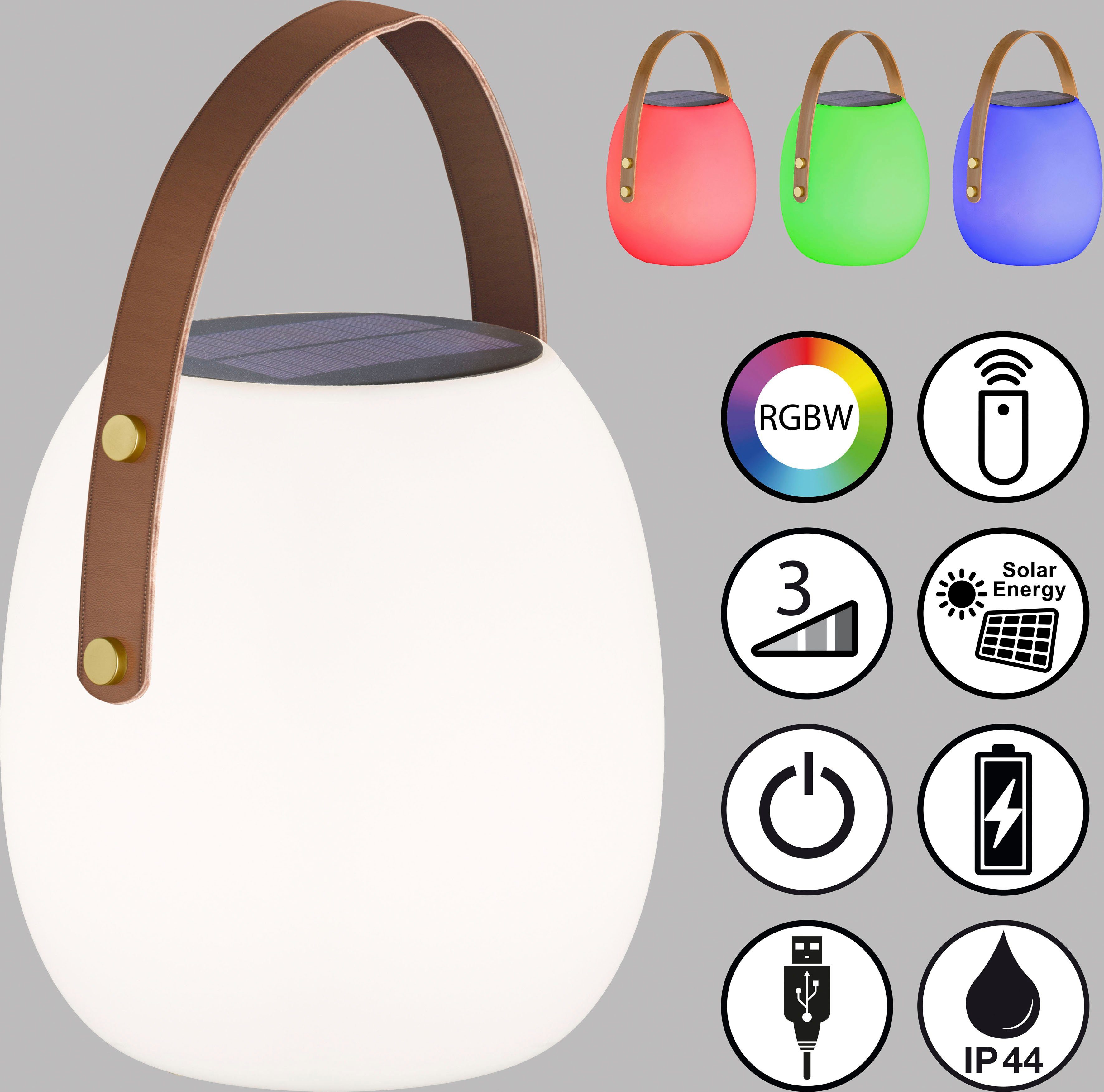 SCHÖNER WOHNEN-Kollektion Außen-Tischleuchte Bell, LED fest integriert, LED 2 W+0,6 W RGB,mobiles Licht immer und überall dabei,dimmbar,RGB