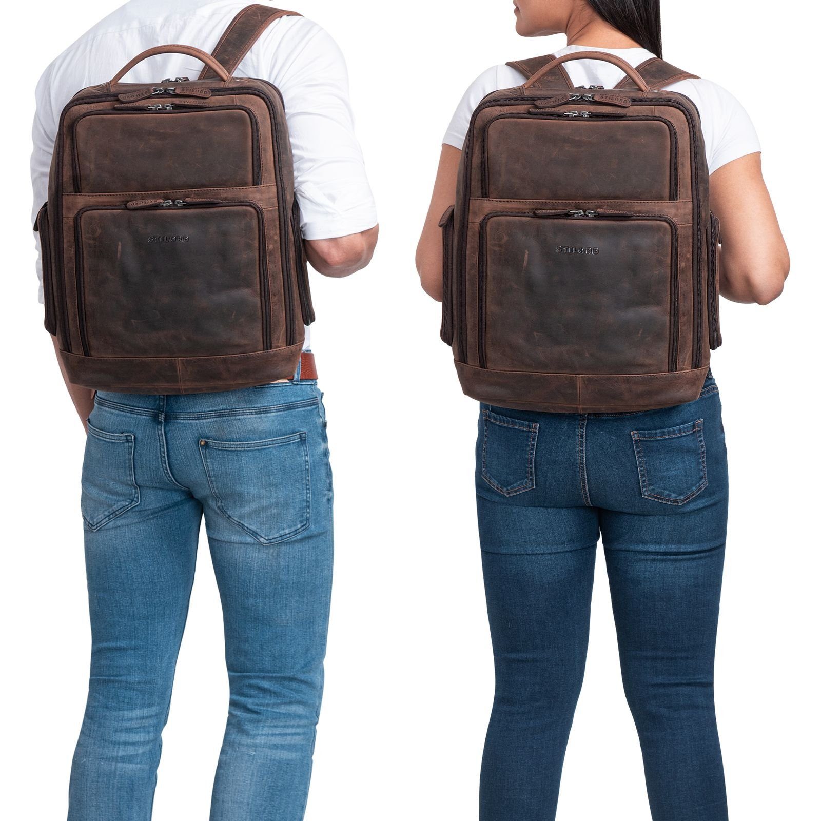 STILORD Notebook-Rucksack "Jayden" Business Rucksack Leder günstig online kaufen