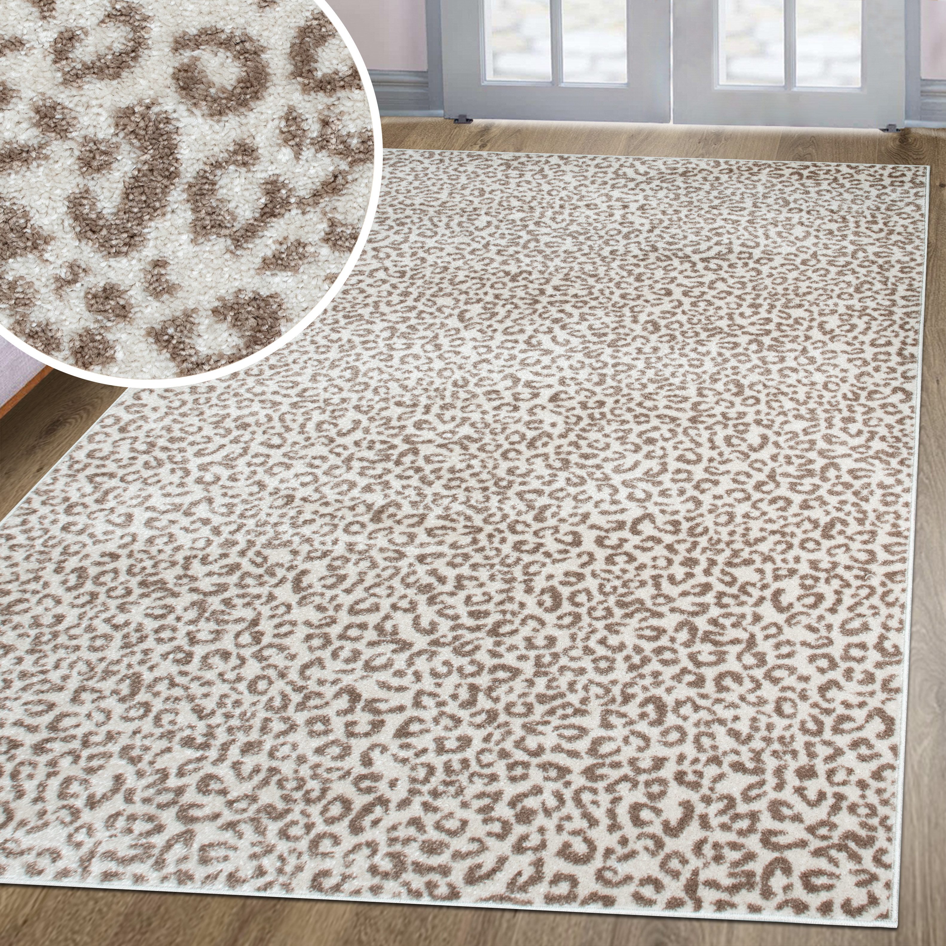 OTTO home Teppich Fynna, Leoparden-Muster, Animal Print, modern, rechteckig, Höhe: 9 mm, Leo, besonders weicher Flor, Wohnzimmer, Schlafzimmer, Esszimmer