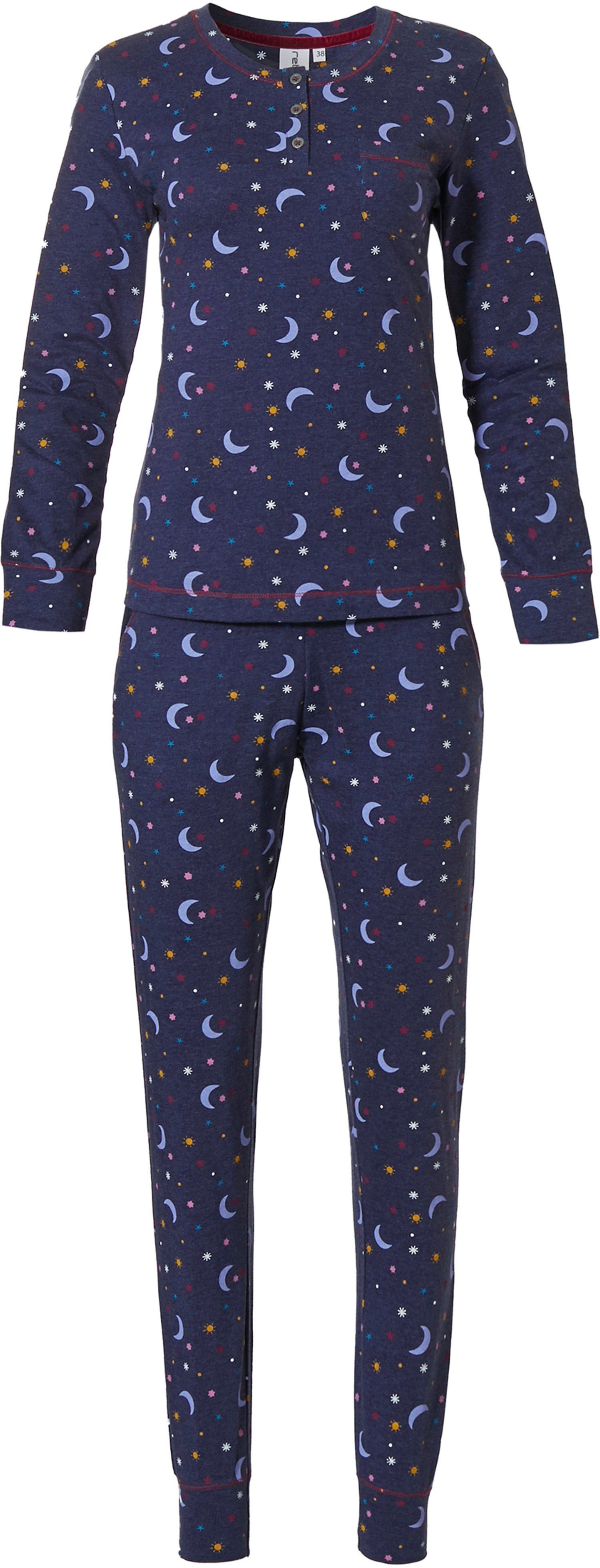 (2 Rebelle Schlafanzug tlg) Damen Allover Mond Sterne Sonne und Pyjama Rebelle