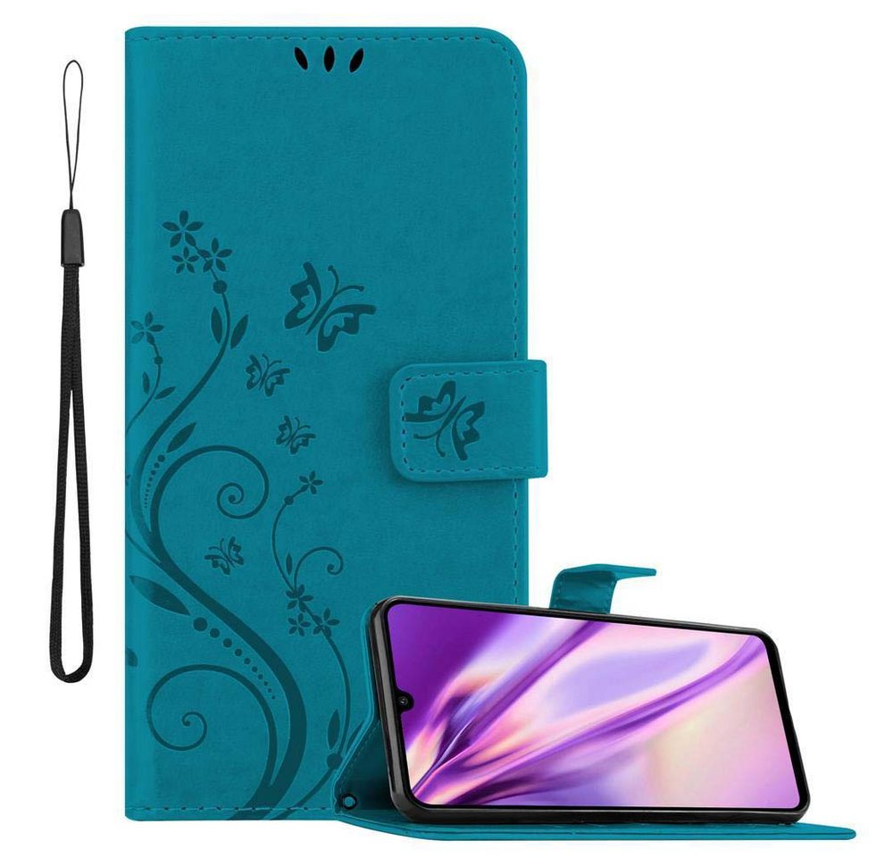 Cadorabo Handyhülle für Huawei P30 LITE Hülle Huawei P30 LITE, Hülle Schutzhülle Blumen Flower mit Standfunktion Kartenfach Magnet