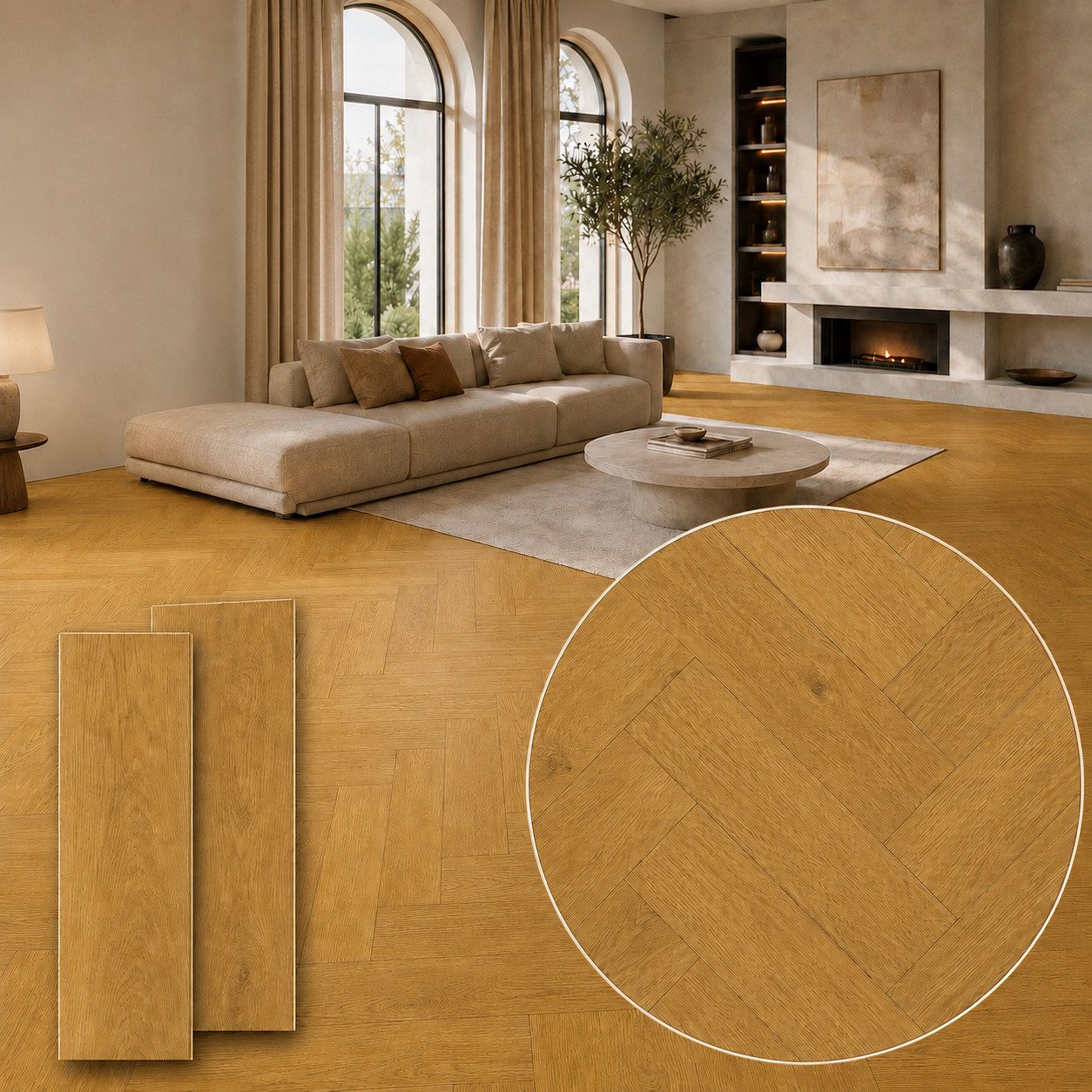 Berti Graf Designboden SPC Fischgrät Klick-Vinylboden 5,5 mm, Paket mit 24 Dielen, 12 x A und 12 x B, wasserfest, pflegeleicht, kleberfrei, Fischgrät-Design, formstabil