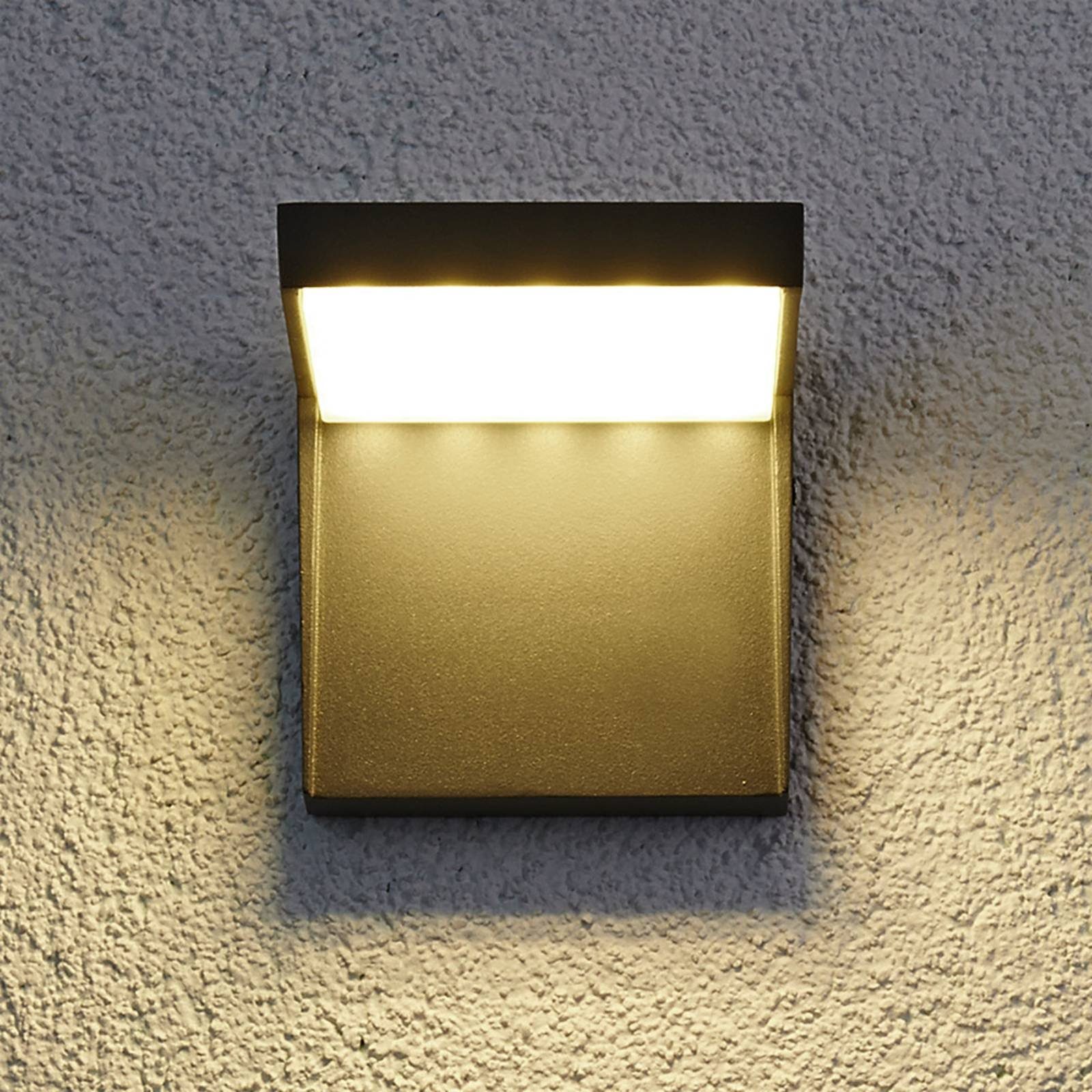 Lucande LED Außen-Wandleuchte Rachel, LED-Leuchtmittel fest verbaut, warmweiß, Modern, Aluminium, Polycarbonat, grafitgrau, weiß, 25 flammig, inkl.