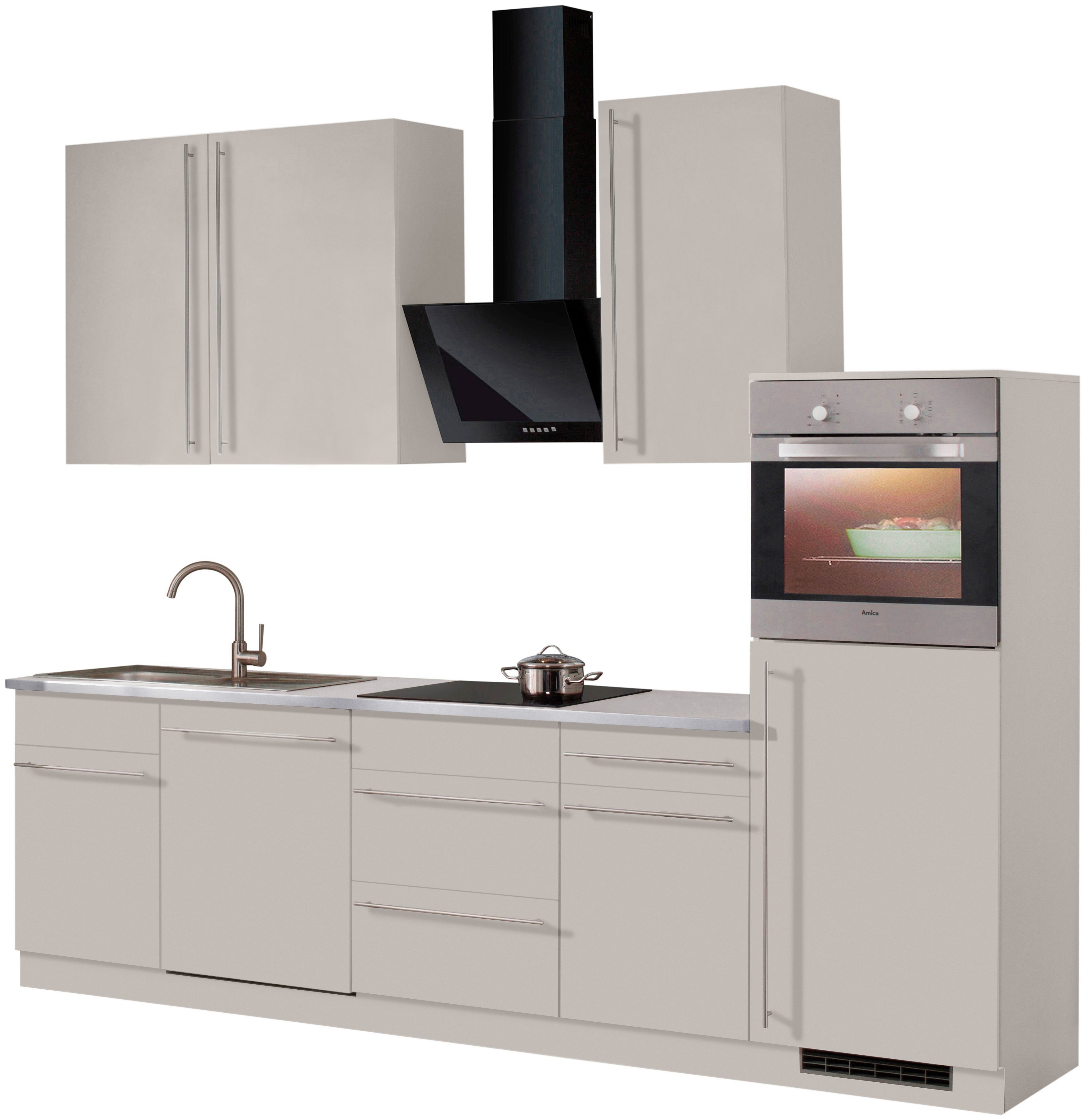 wiho Küchen Küchenzeile »Chicago«, mit E-Geräten, Gesamtbreite 280 cm