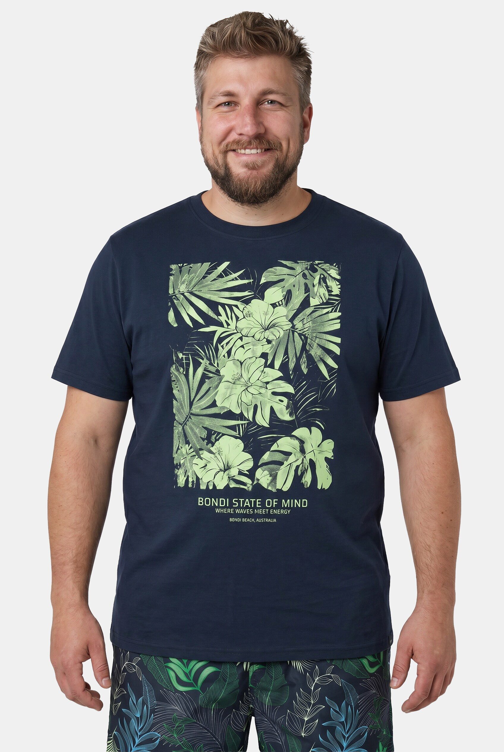 Men Plus T-Shirt T-Shirt Halbarm Print Rundhals bis 8 XL