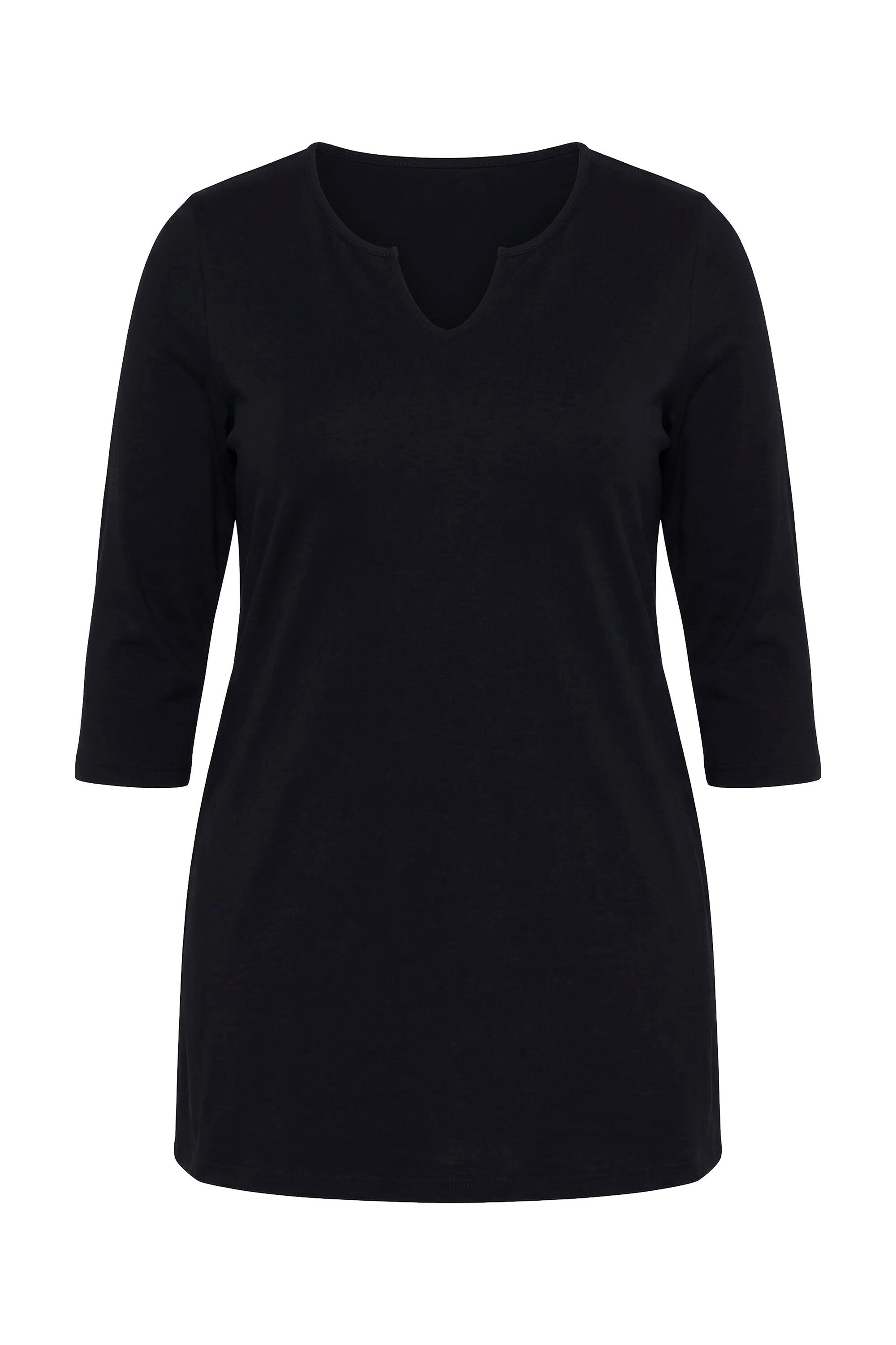 Ulla Popken Longshirt Longshirt A-Linie Tunika-Ausschnitt 3/4-Arm