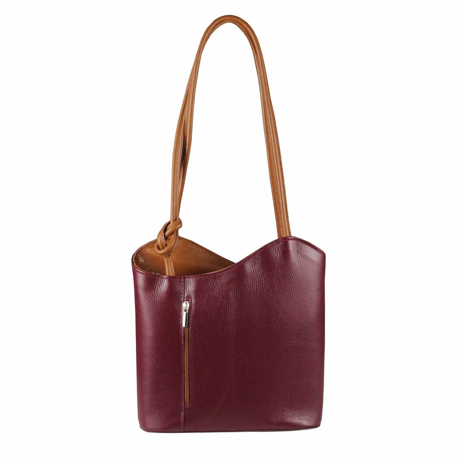 ITALYSHOP24 Rucksack Made in Italy Damen Leder Tasche BackPack Schultertasche Daypack Reise, Handtasche Ledertasche Backpack Umhängetasche Urlaub CityRucksack