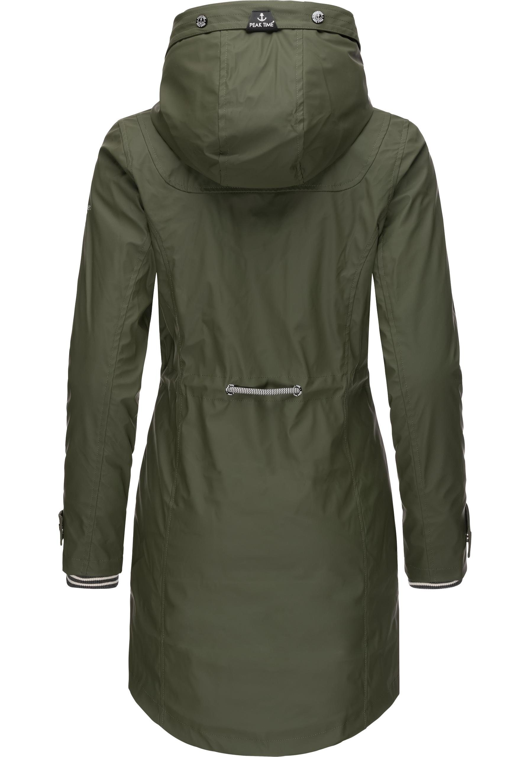 PEAK TIME Regenjacke L60042 stylisch taillierter Regenmantel für Damen