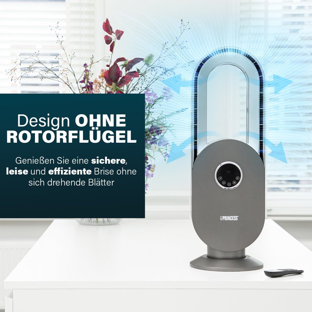 PRINCESS Standventilator Princess 351500 Bladeless Fan - Timerfunktion - Oszillierend, Timerfunktion - Oszillierend