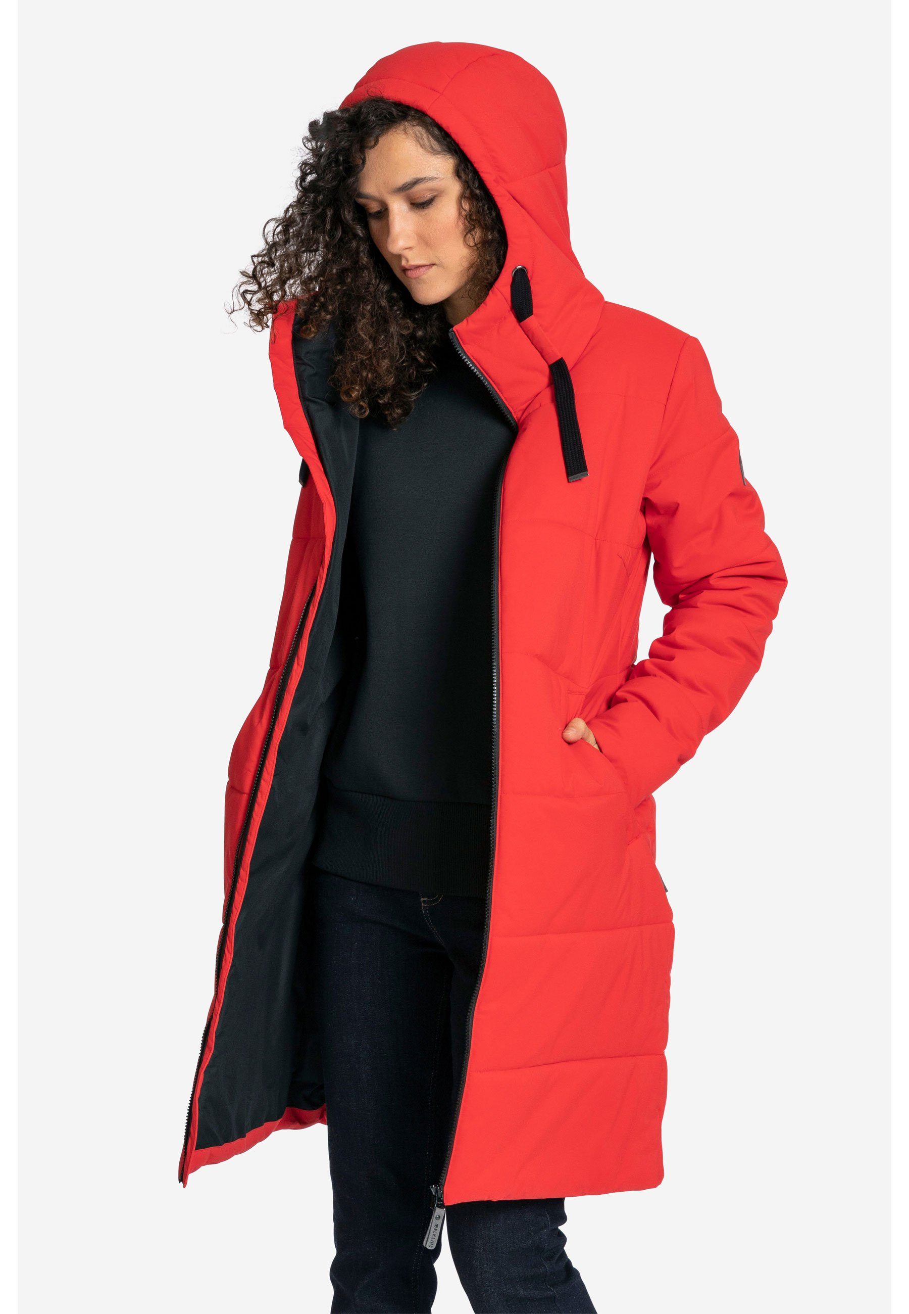 Elkline Comfort auraorange leichter Mantel, 2-Wege-Reißverschluss Winterjacke langer