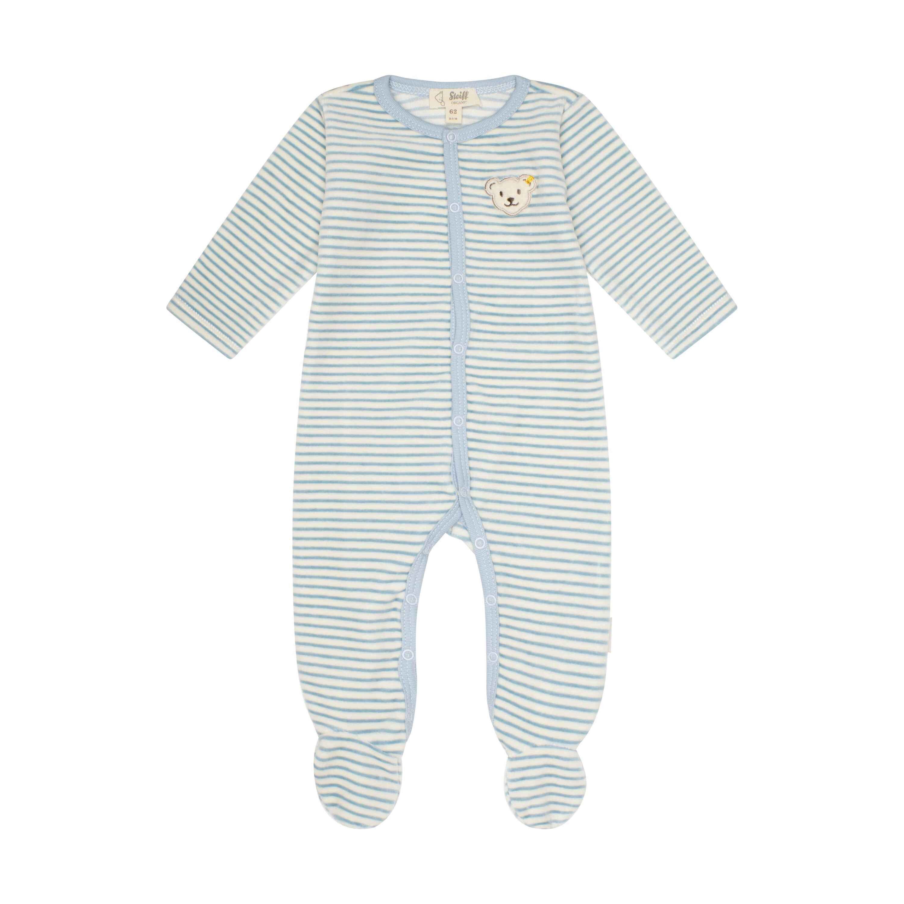 Steiff Strampler Strampler langarm GOTS Baby Wellness mit Fuss celestial blue