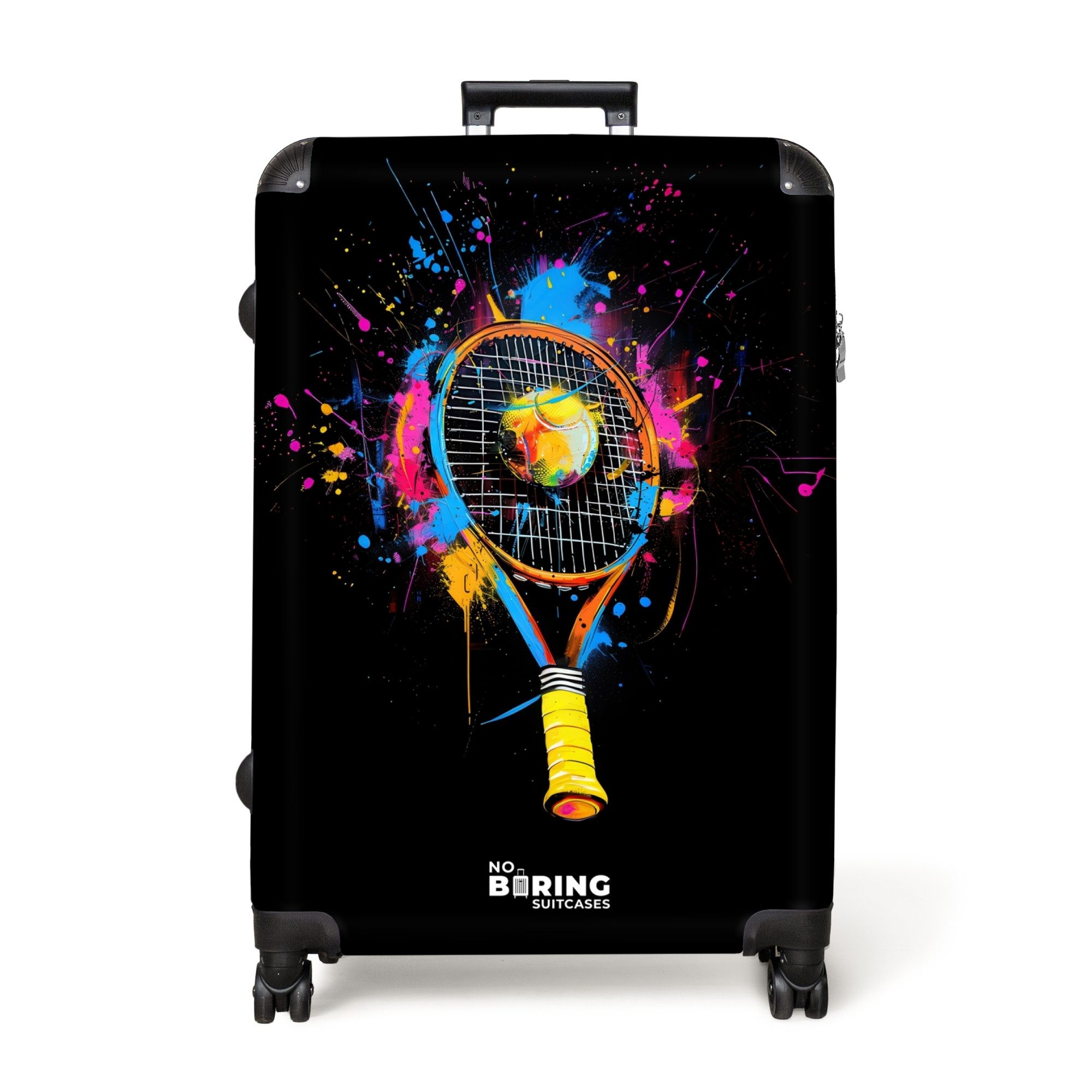 NoBoringSuitcases.com© Hartschalen-Trolley Bunter Tennisschläger mit Ball günstig online kaufen