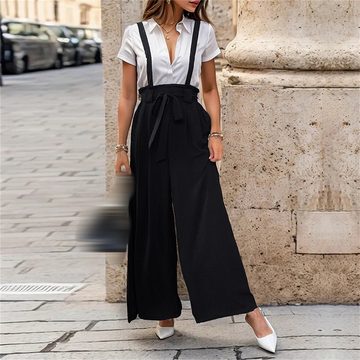 AFAZ New Trading UG Palazzohose Damen-Sommerhose mit verstellbaren Bändern Stilvoller und raffinierter Overall mit weitem Bein