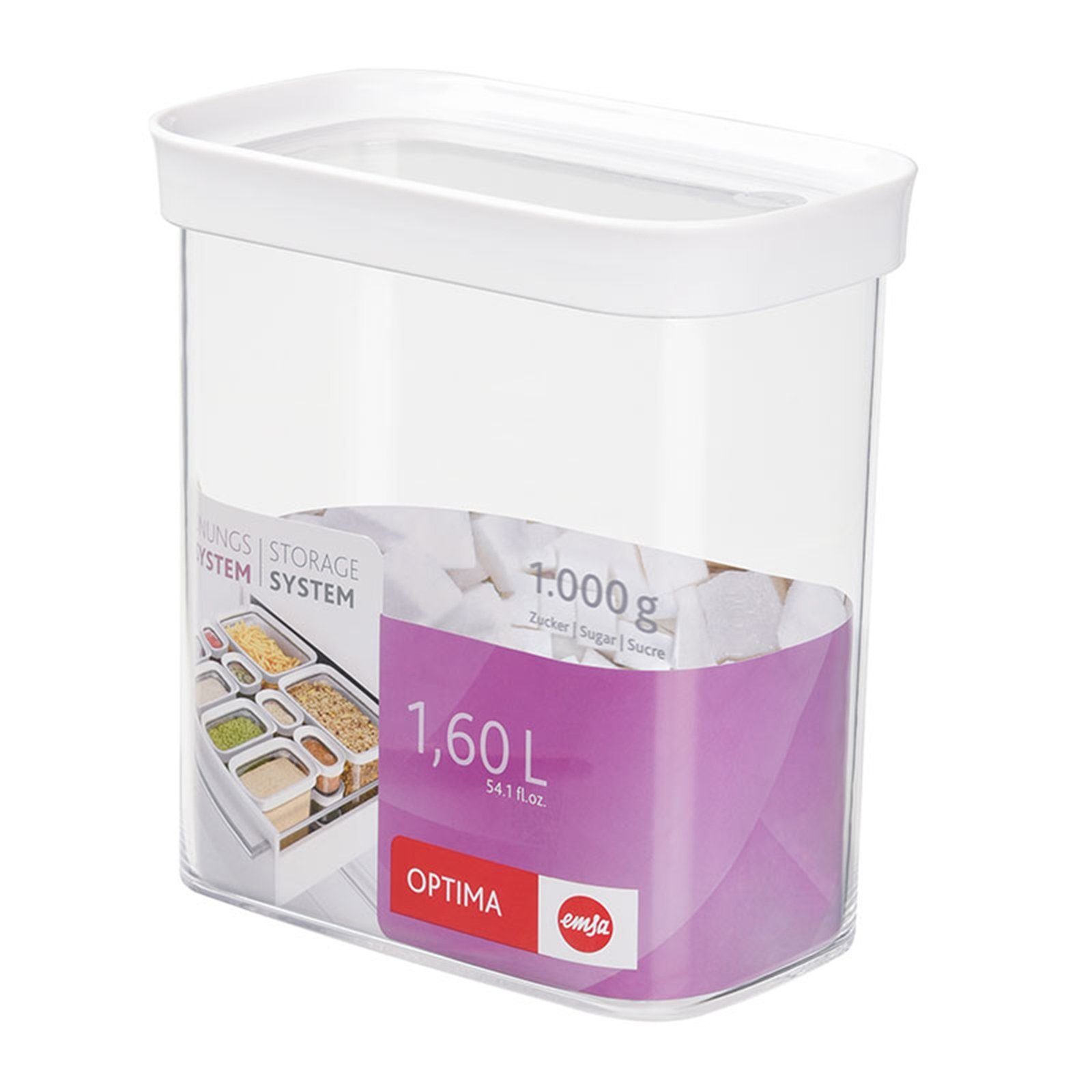 Emsa Vorratsdose Trockenvorratsdose rechteckig 1600 ml Optima, Kunststoff, (Stück, 1-tlg), Lebensmittelaufbewahrung | Vorratsdosen