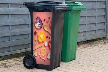 MuchoWow Wandsticker Lebensmittel - Küche - Gemüse (1 St), Mülleimer-aufkleber, Mülltonne, Sticker, Container, Abfalbehälter