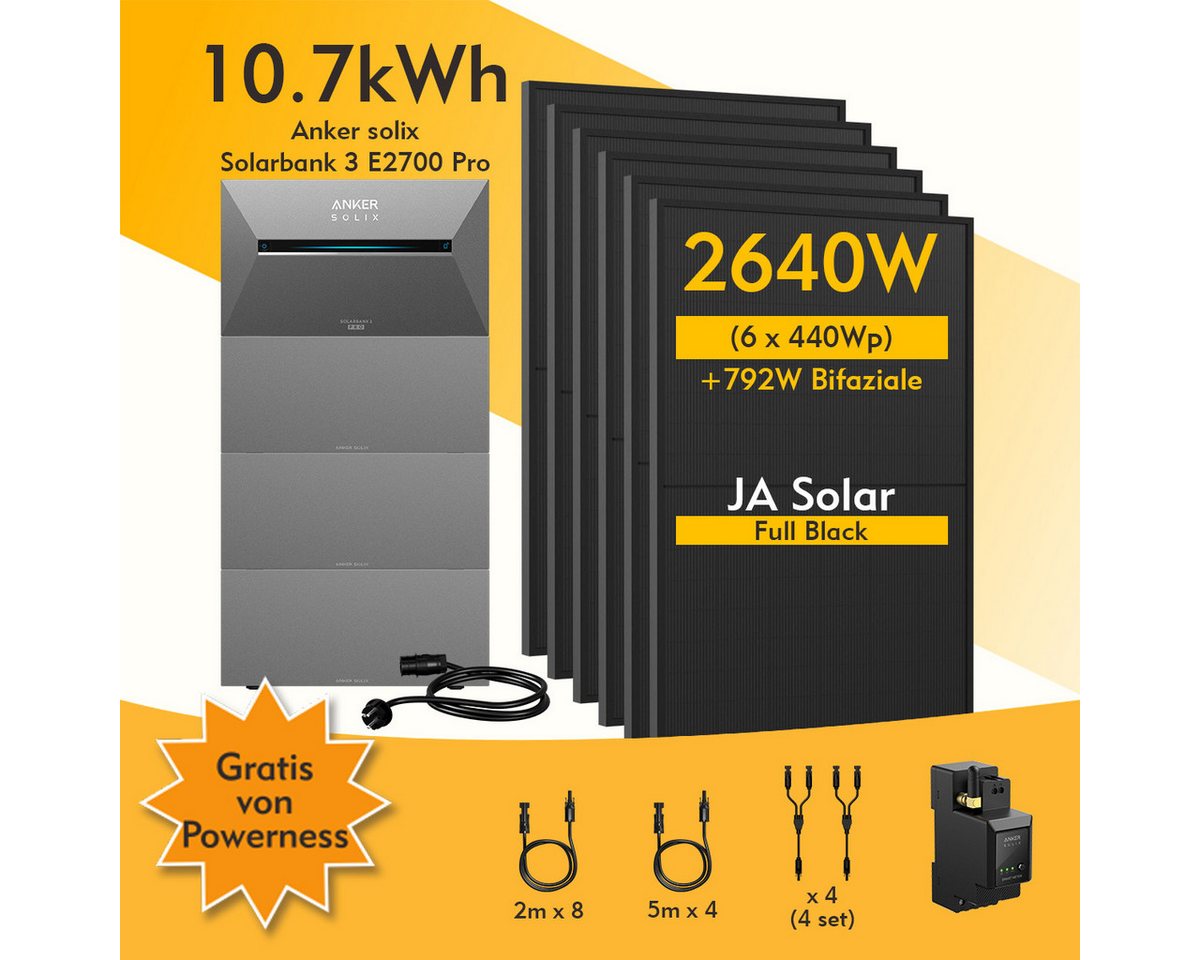 Thumbnail - Anker Balkonkraftwerk 2640W Anker SOLIX Solarbank 3 E2700 Pro mit Zusatzsakkus und MC4 Kabel