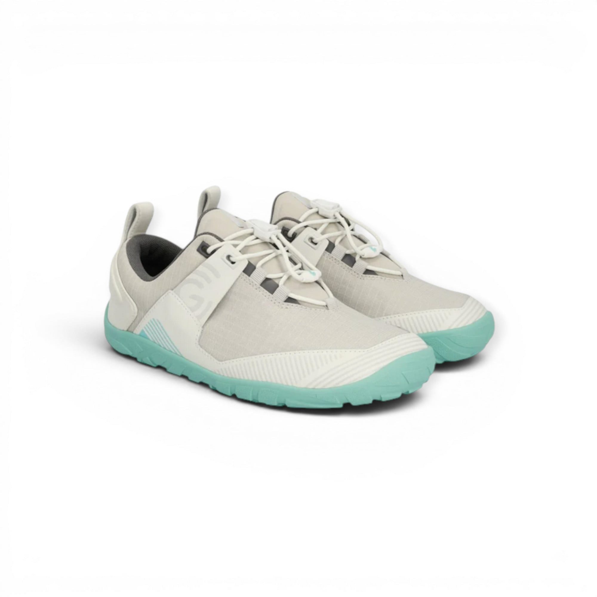 GROUNDIES Chamonix TR Low (Barfussschuhe, Zero Drop, Trail) stonegrau/mint Damen Laufschuh