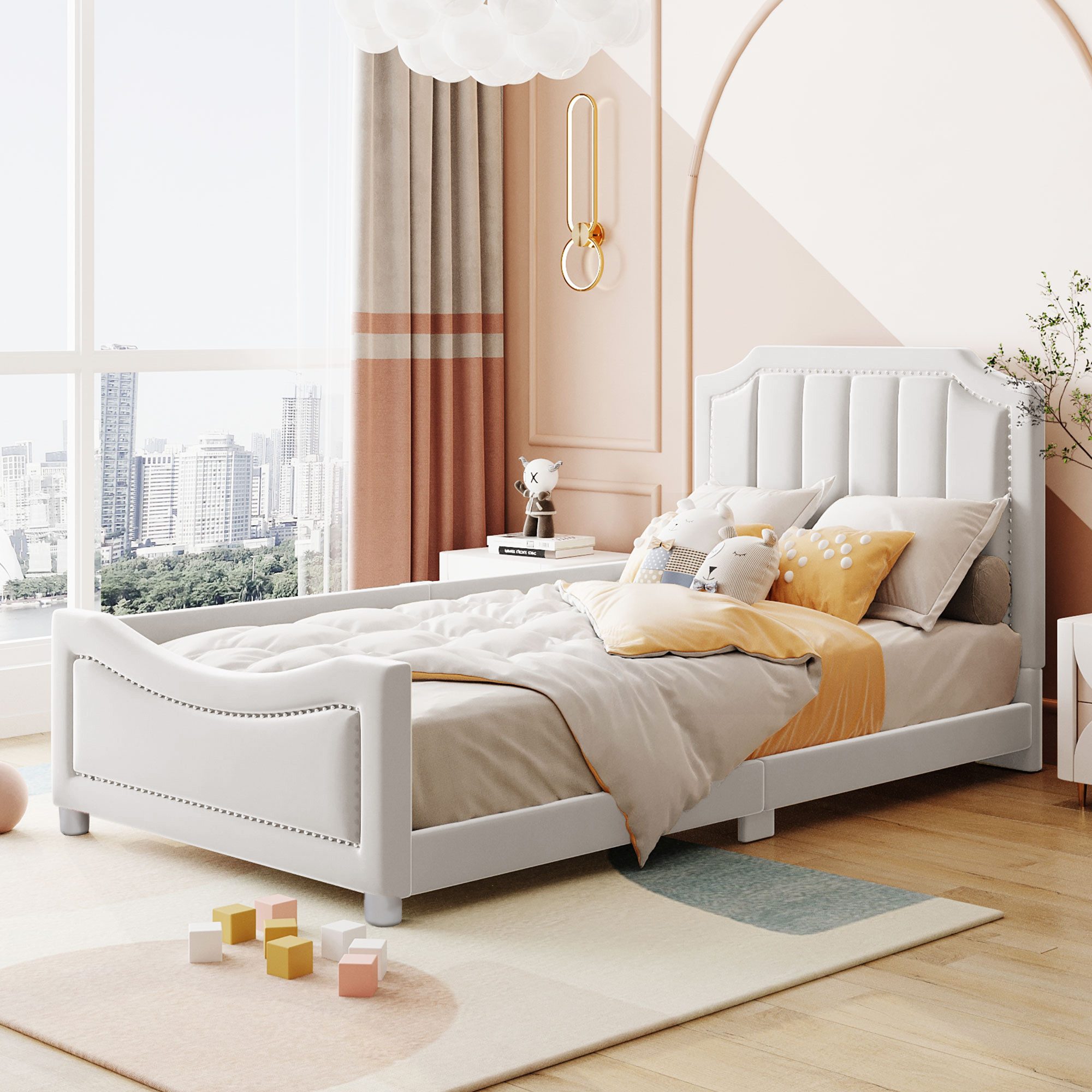 MODFU Kinderbett Schlafsofa Polsterbett (Jugendbett Gästebett, 90*200cm, Fl günstig online kaufen