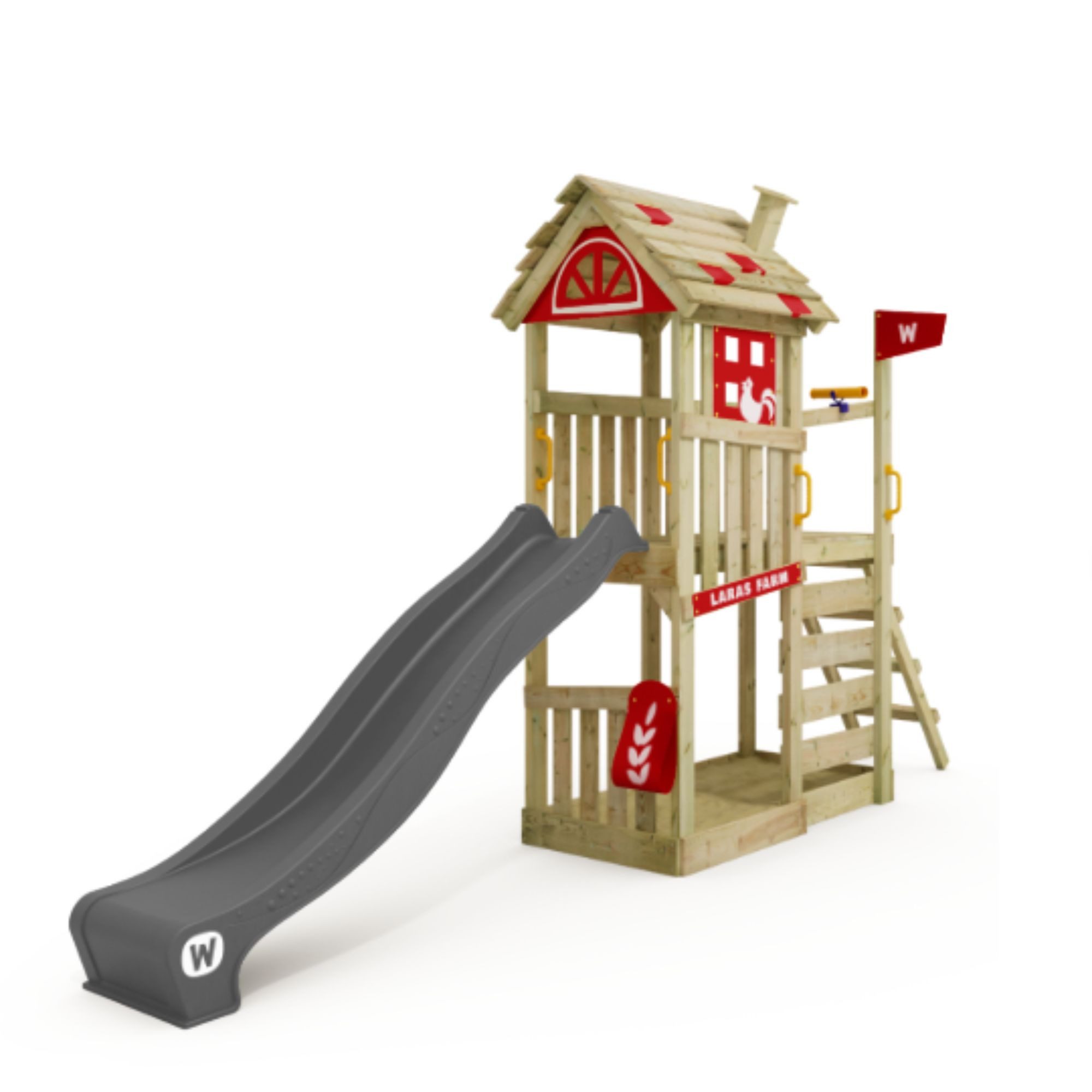 Wickey Spielturm FarmFlyer mit Rutsche, Anbaumodulen & Spielhaus in Bauernhof-Optik, Perfekt für kleine Abenteurer mit 10 Jahren Garantie*