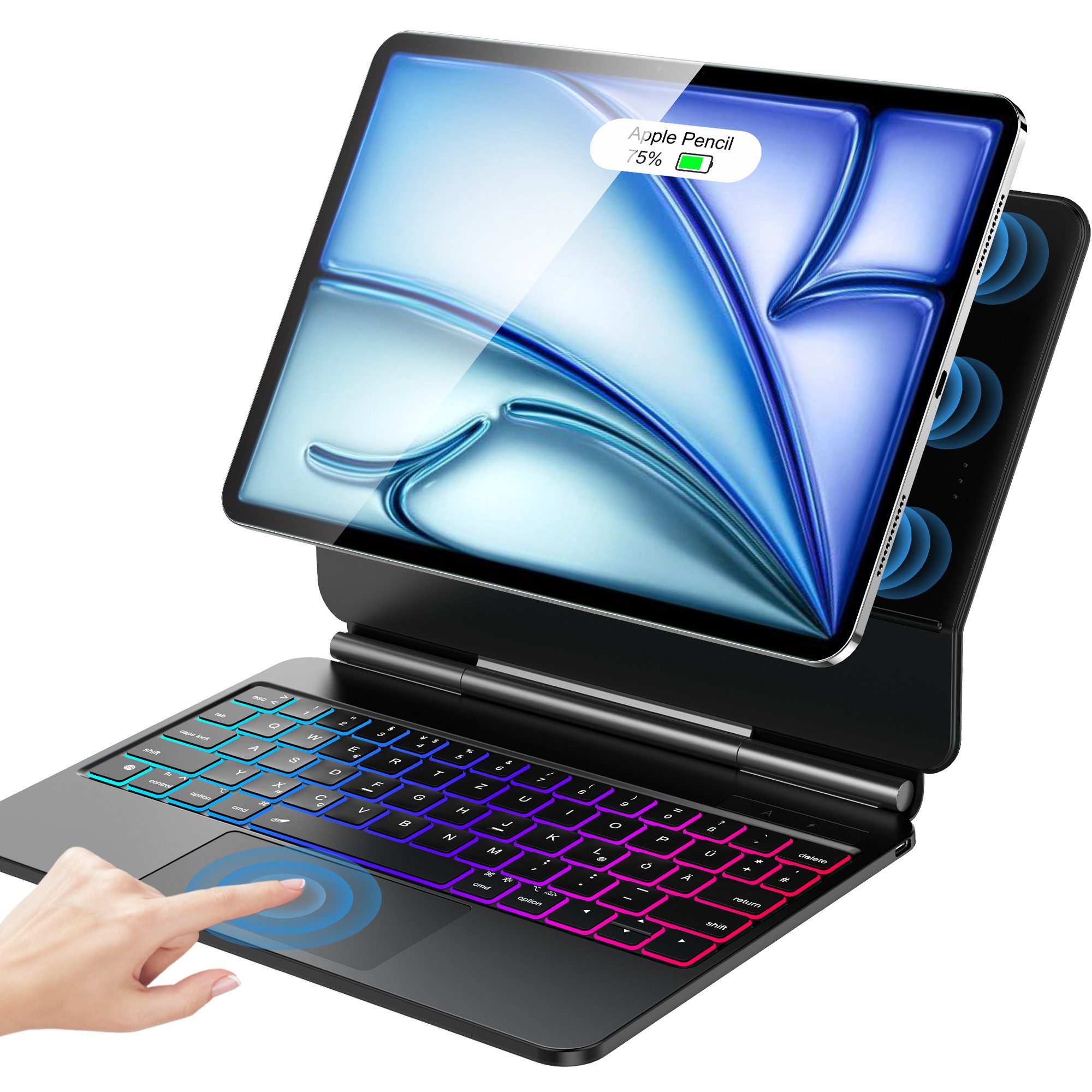 Forrlite Magic-Keyboard(Nicht für iOS 26 geeignet)  iPad-Tastatur (iPad-Tastaturhülle für 11" Pro (1.-4. Gen) & Air (4., 5. Gen, M2)