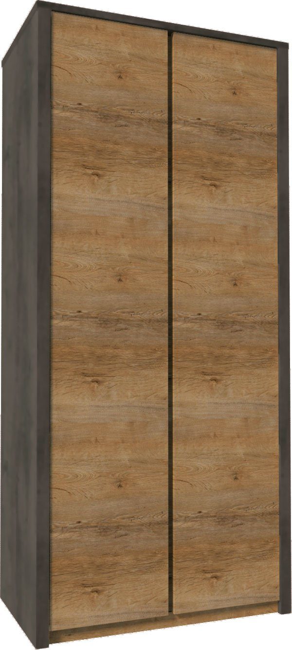 Feldmann-Wohnen Kleiderschrank Montana (1-St) 90cm eiche lefkas grau grifflos