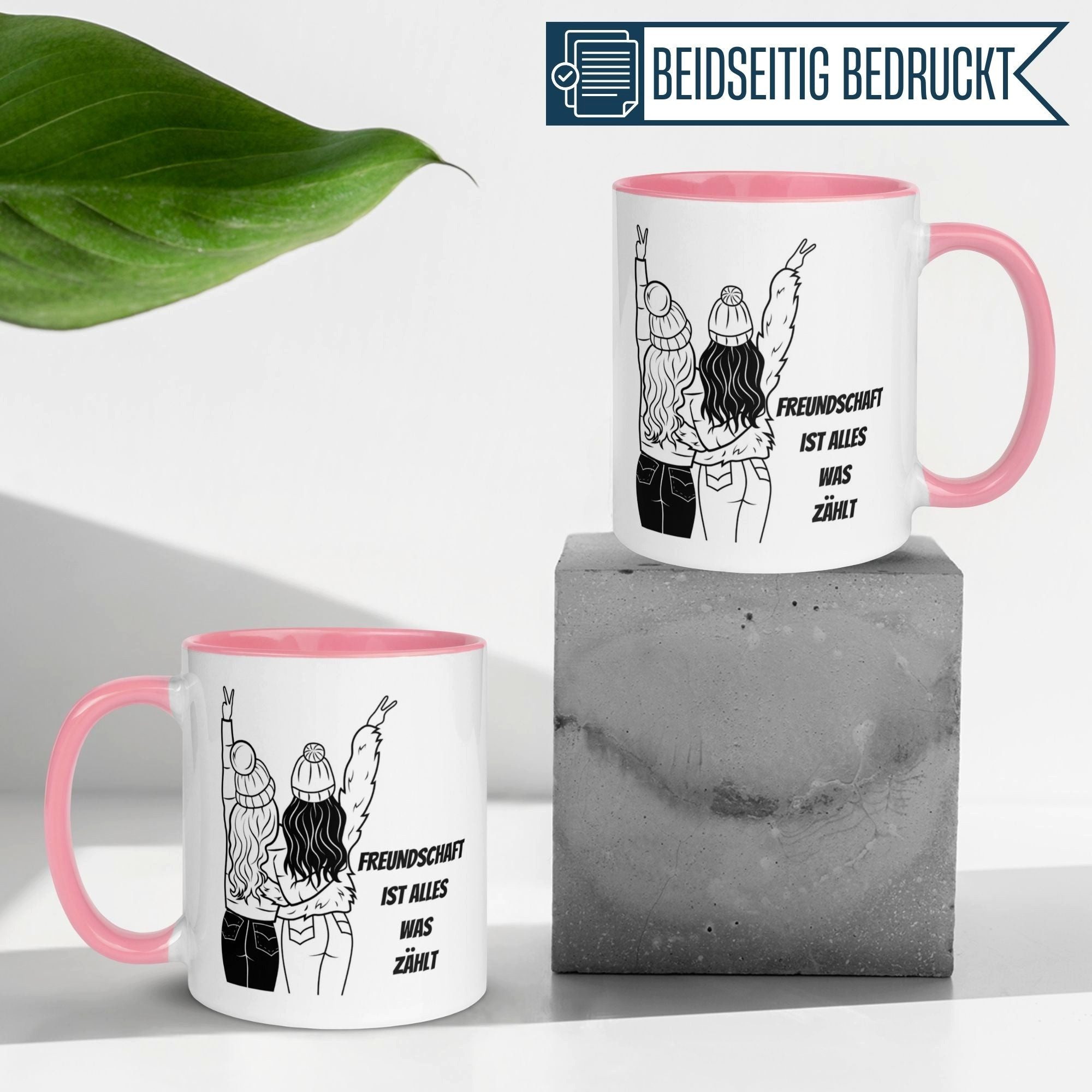 Momentals Tasse Freundschaft – „Freundschaft ist alles“ – Geschenk Beste Freundinnen, Gratis Versand · Links-&Rechtshänder · Spülmaschinenfest