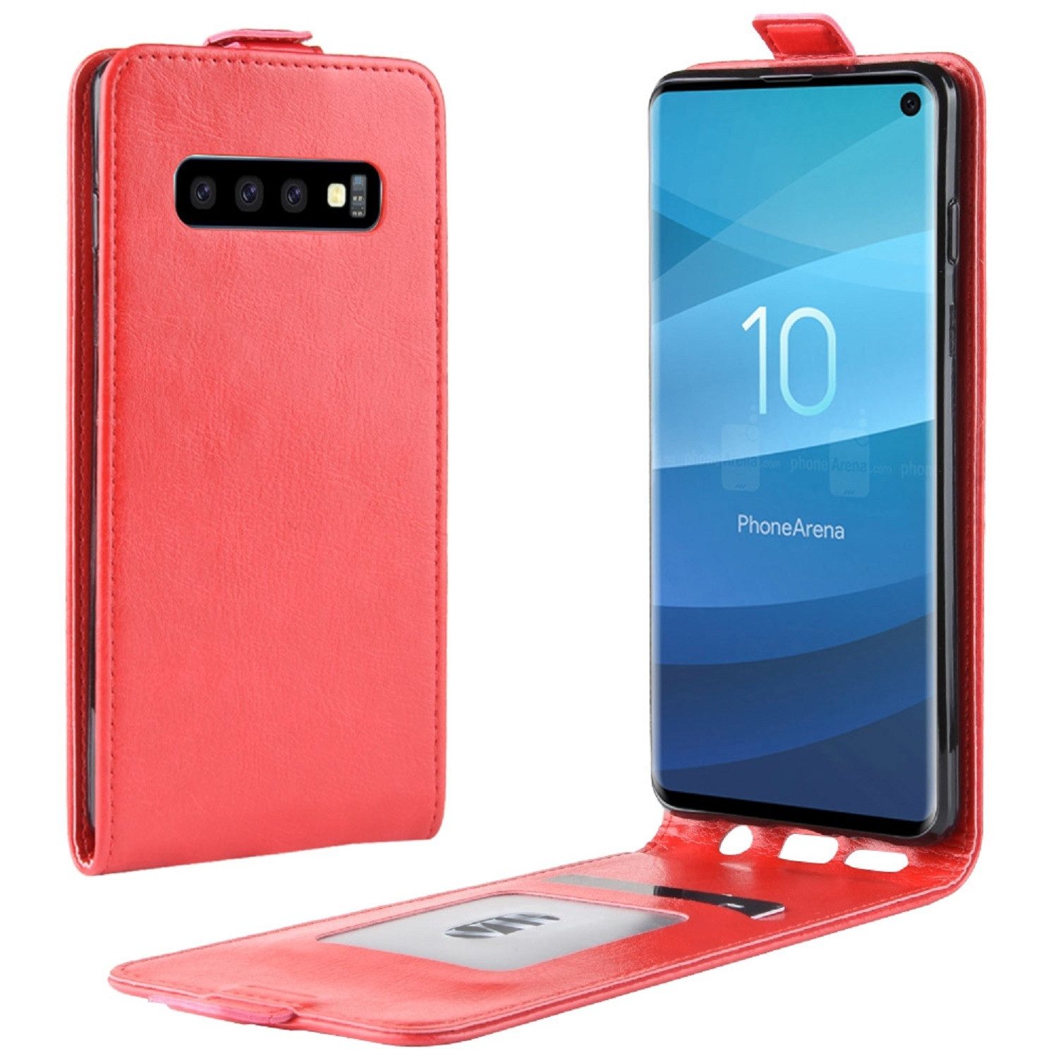 Protectorking Handyhülle Flip Case Handyhülle für Samsung Galaxy S10 Plus Vertikal Schutzhülle, Handytasche Schutzhülle Flip Case Klapp Etui Cover Silikon